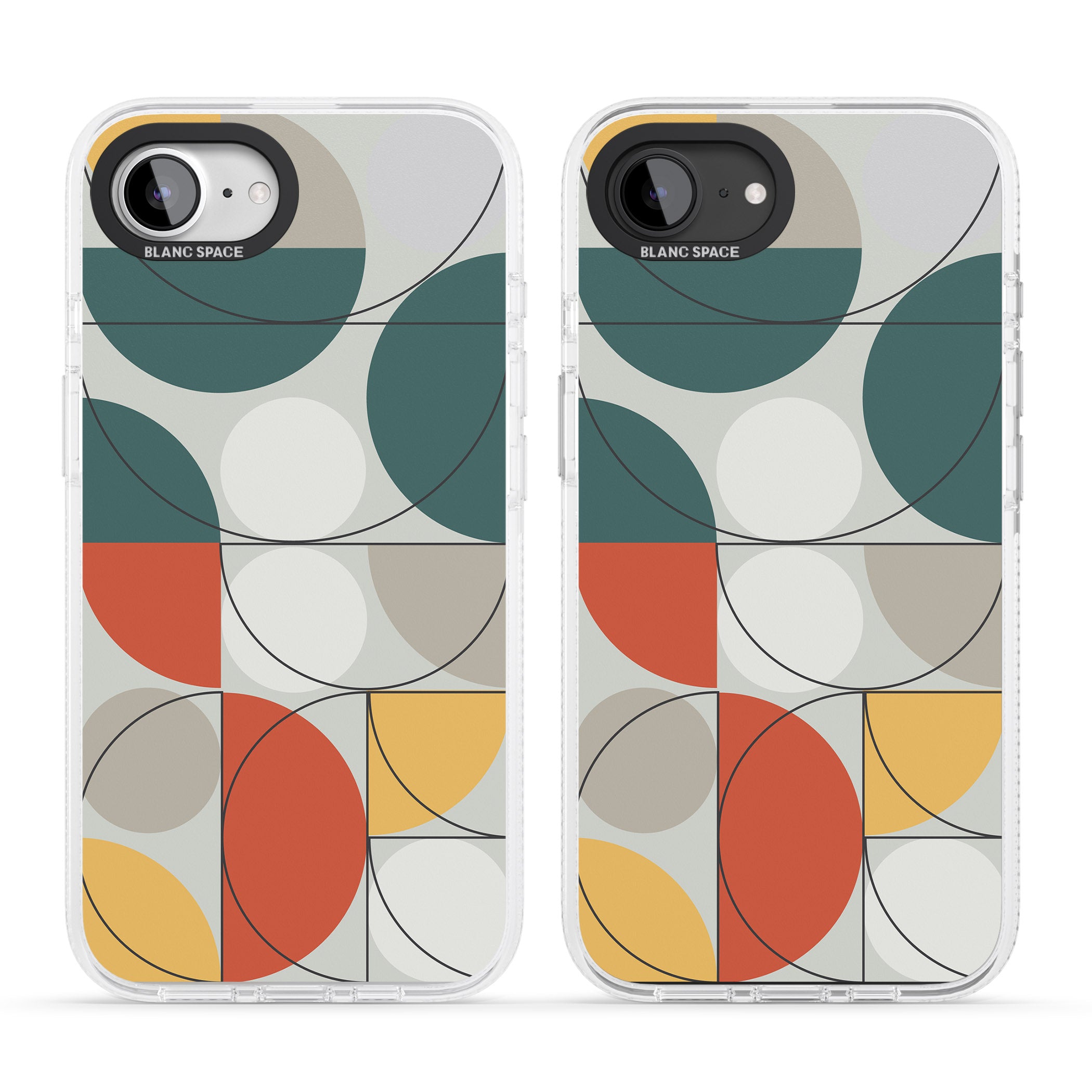 Abstract Half Circles iPhone 16e Clear Case Impact Air - Blanc Space