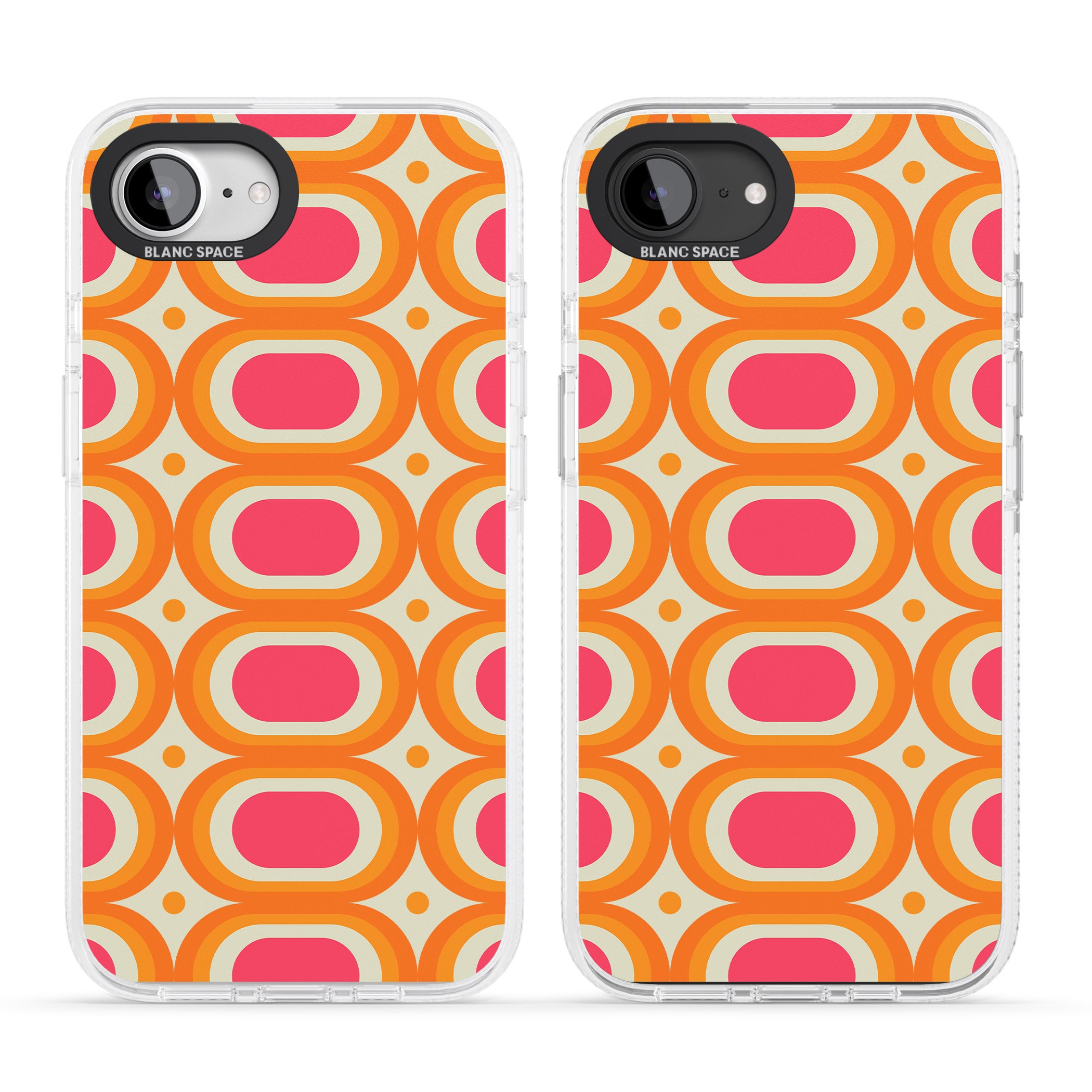 Groovy 60s Shape Pattern iPhone 16e Clear Case Impact Air - Blanc Space