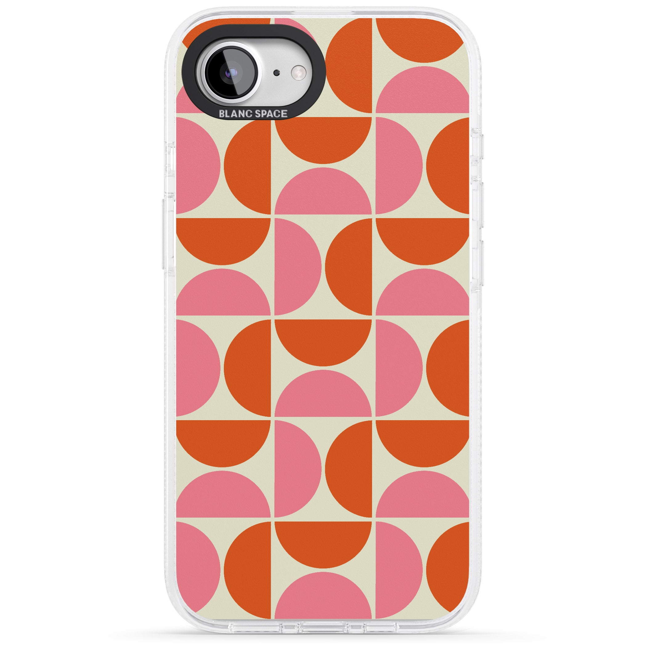 Retro Half-circle Pattern iPhone 16e Clear Case Impact Air - Blanc Space