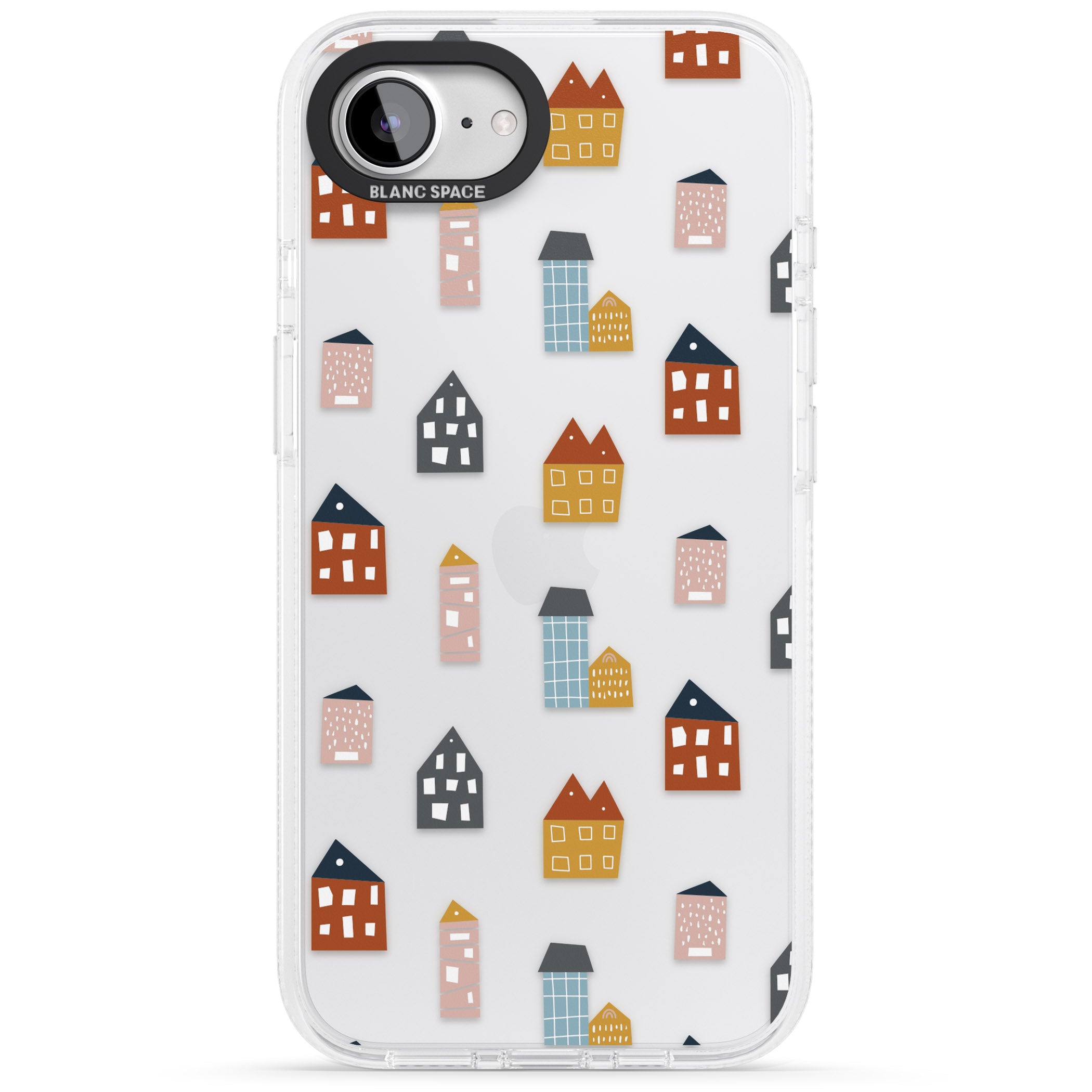 Cute Scandinavian Buildings iPhone 16e Clear Case Impact Air - Blanc Space