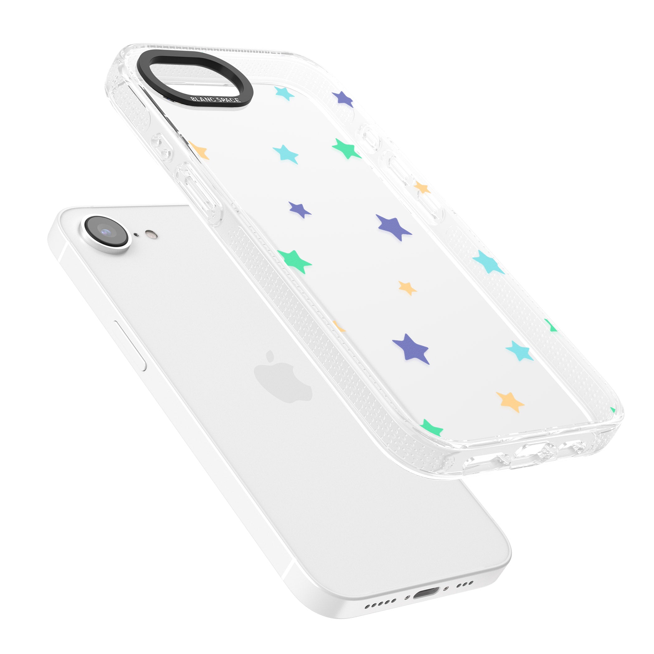 Pastel Stars Pattern iPhone 16e Clear Case Impact Air - Blanc Space