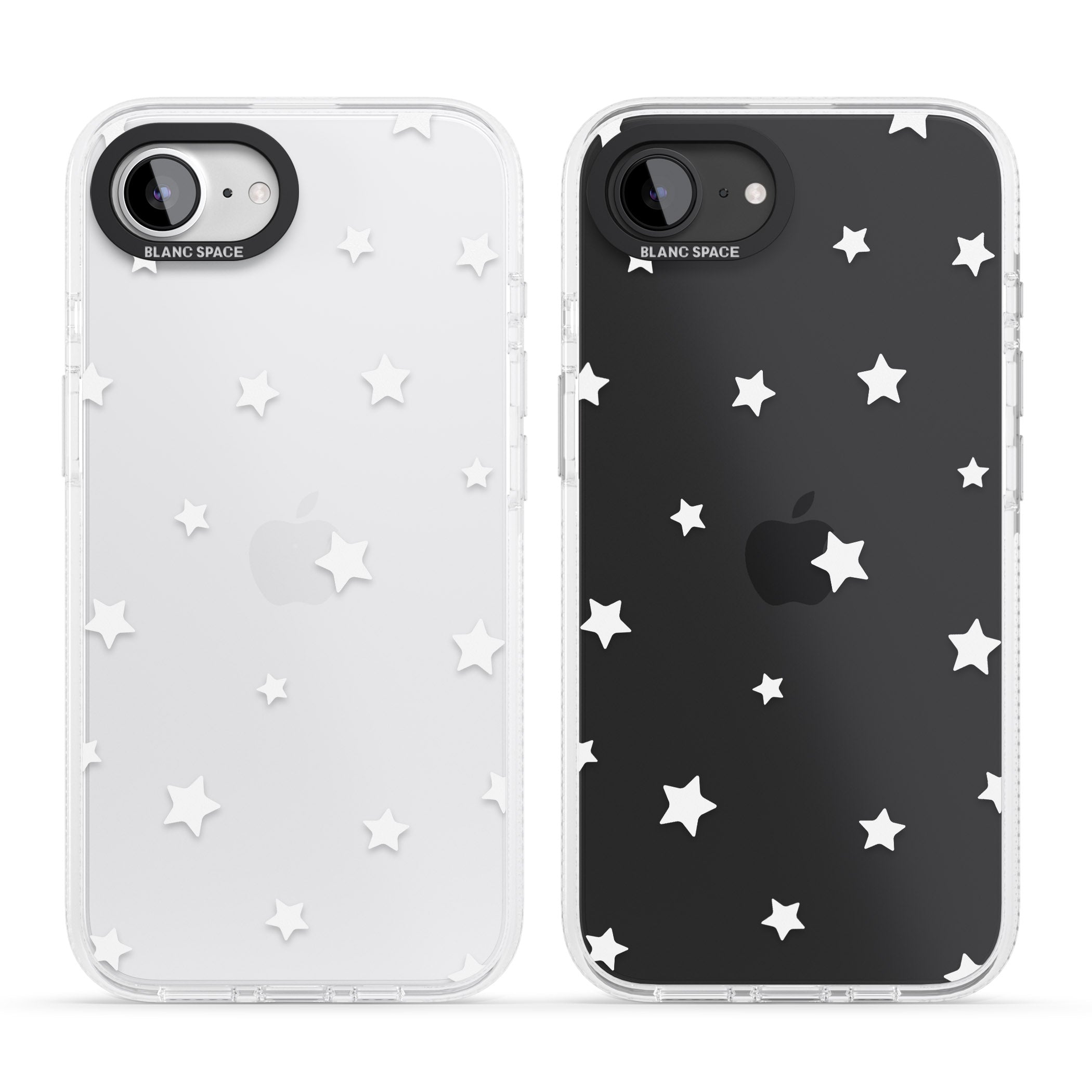 White Stars Pattern iPhone 16e Clear Case Impact Air - Blanc Space