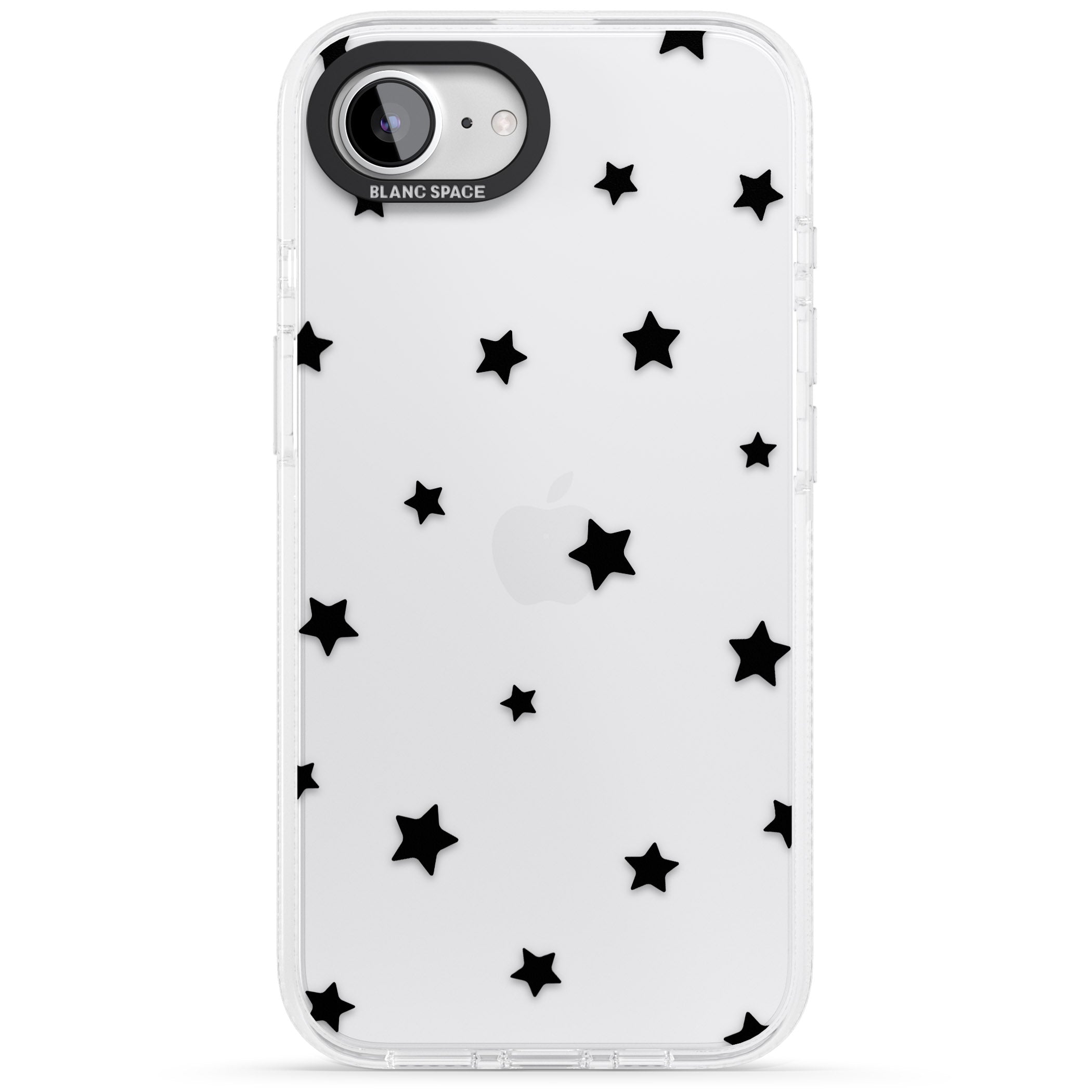 Black Stars Pattern iPhone 16e Clear Case Impact Air - Blanc Space