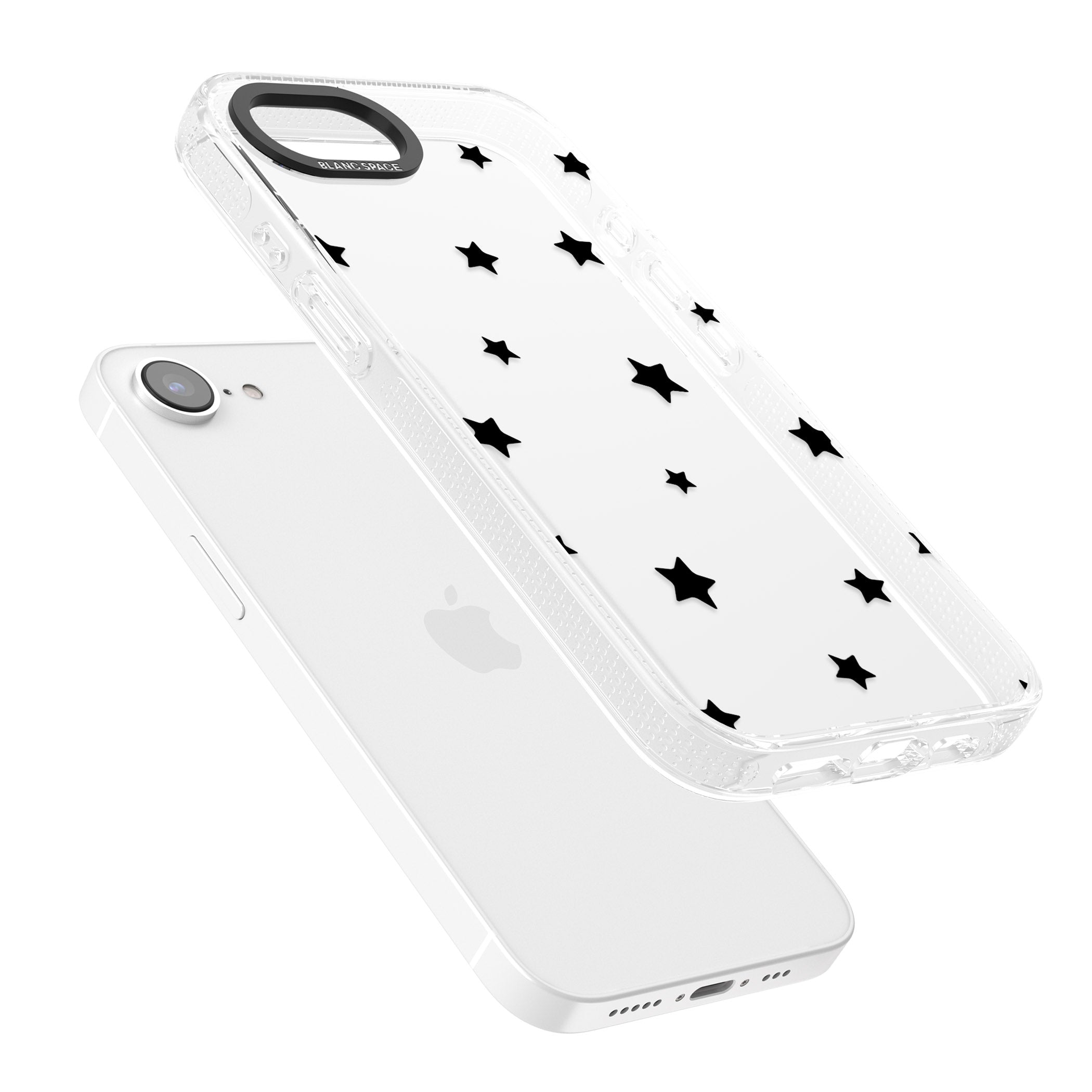 Black Stars Pattern iPhone 16e Clear Case Impact Air - Blanc Space