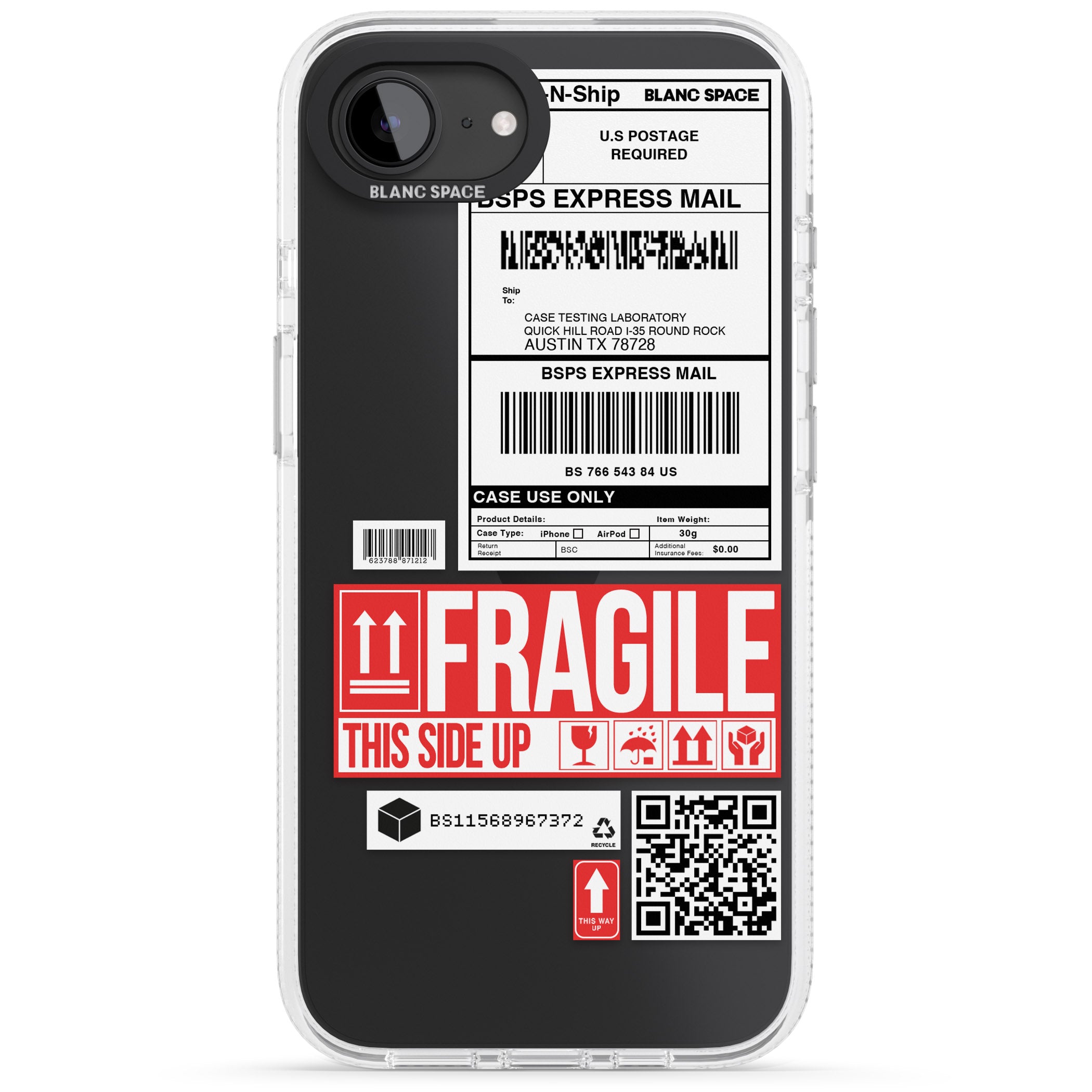 Shipping Label iPhone 16e Clear Case Impact Air - Blanc Space