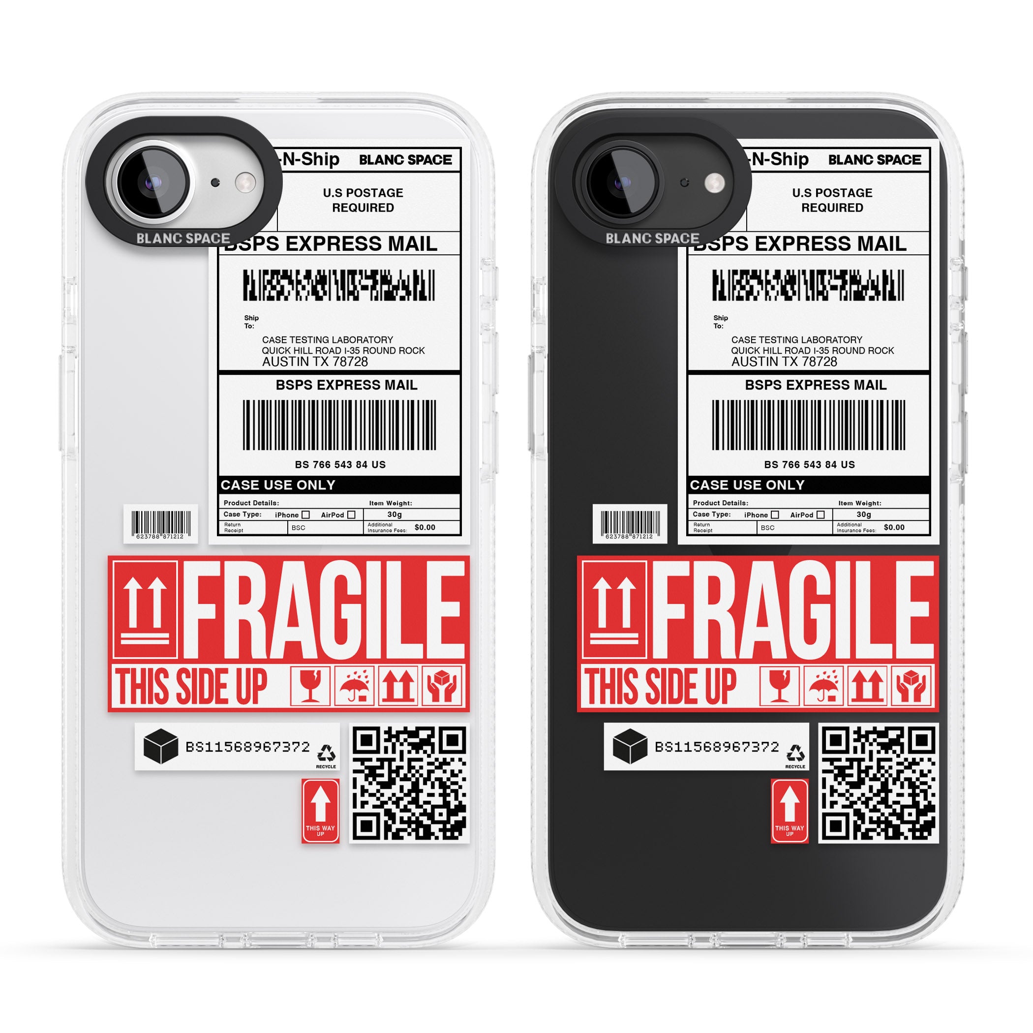 Shipping Label iPhone 16e Clear Case Impact Air - Blanc Space