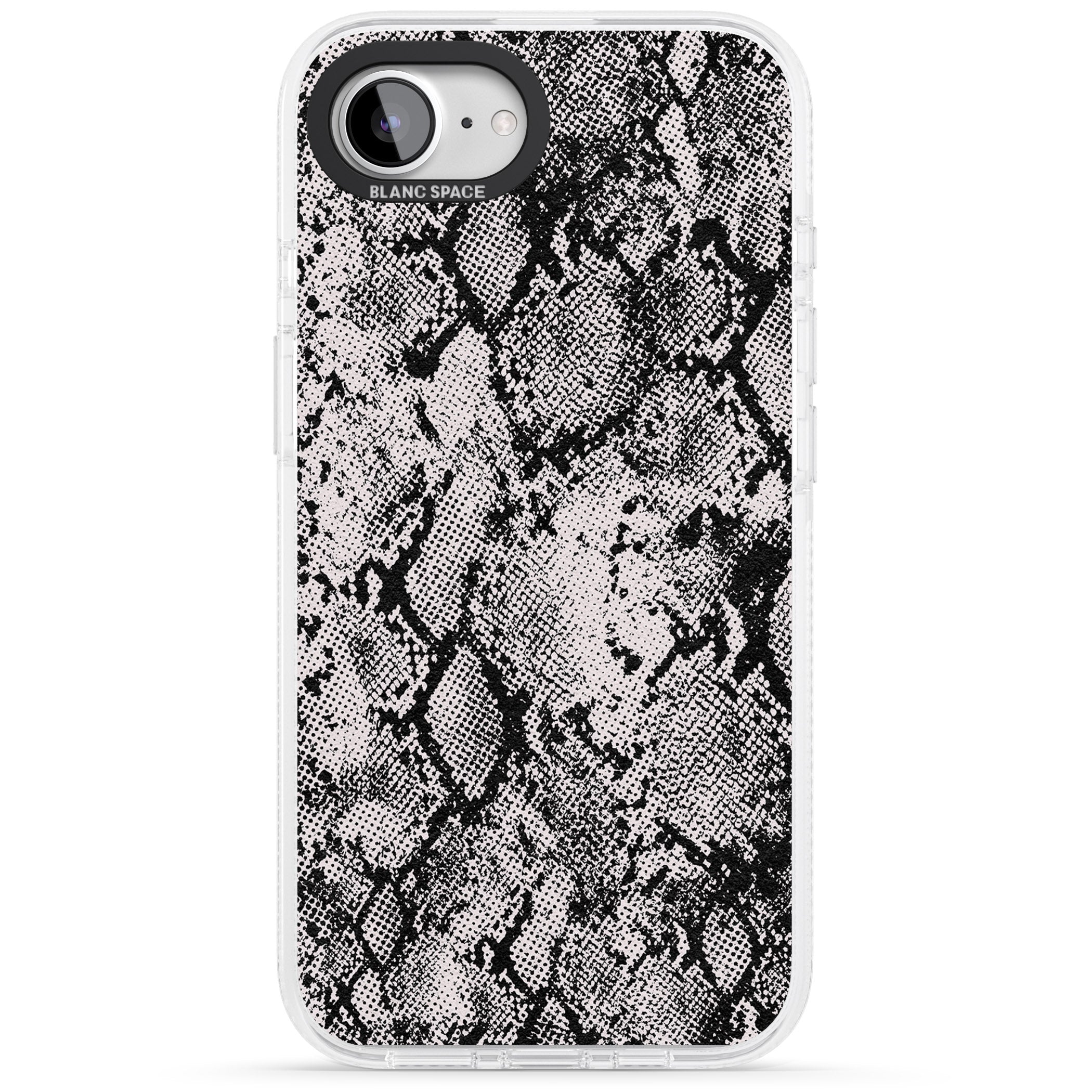 Pastel Snakeskin - Grey iPhone 16e Clear Case Impact Air - Blanc Space