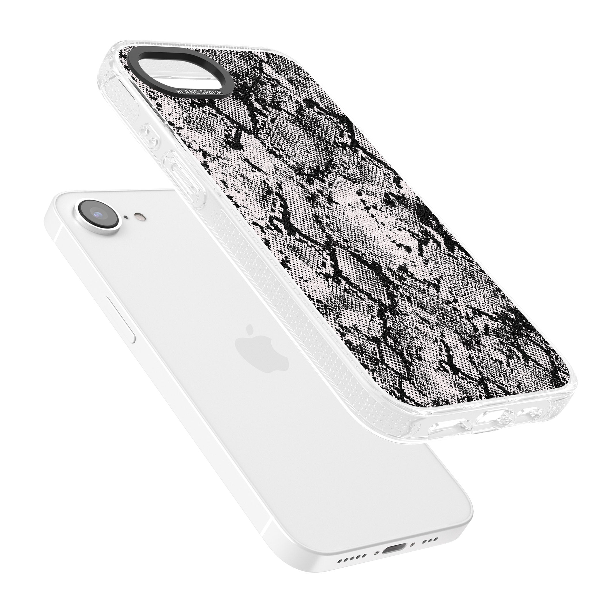 Pastel Snakeskin - Grey iPhone 16e Clear Case Impact Air - Blanc Space