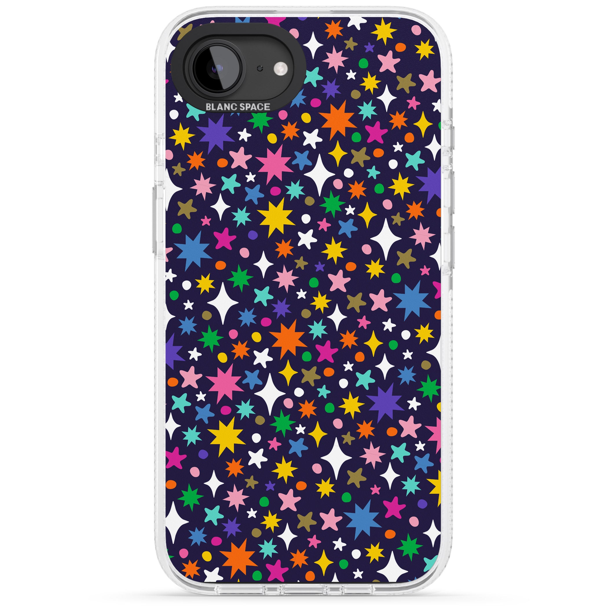 Rainbow Starburst (Purple) iPhone 16e Clear Case Impact Air - Blanc Space