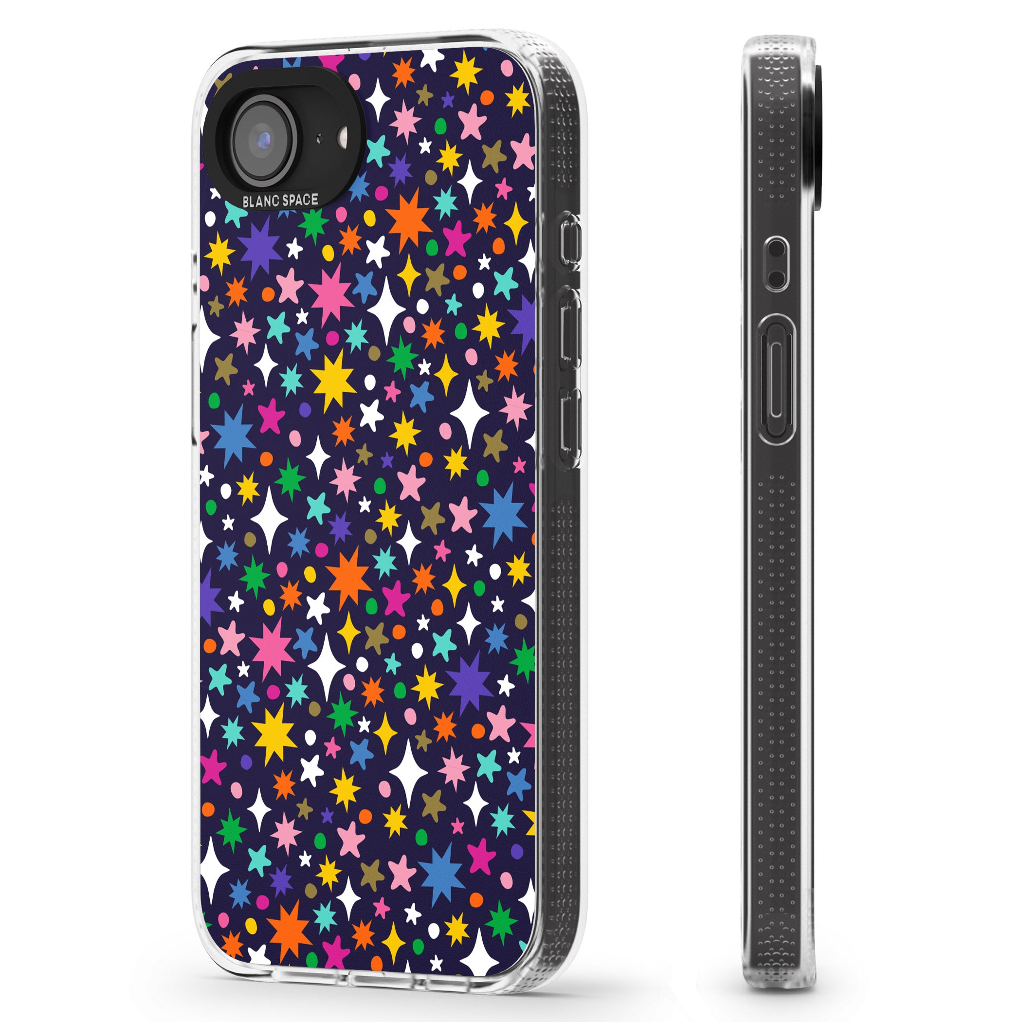 Rainbow Starburst (Purple) iPhone 16e Clear Case Impact Air - Blanc Space