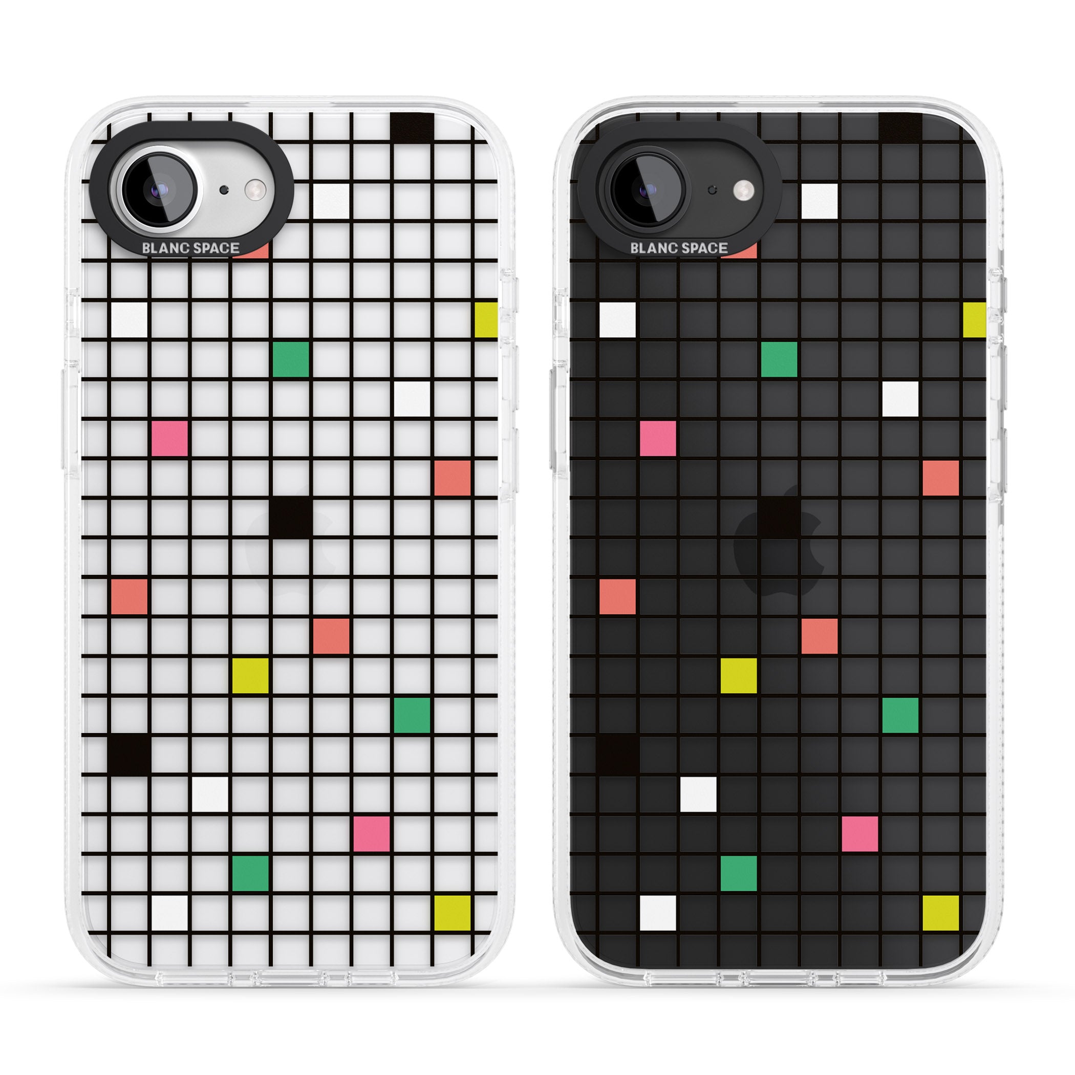 Vibrant Clear Geometric Grid iPhone 16e Clear Case Impact Air - Blanc Space