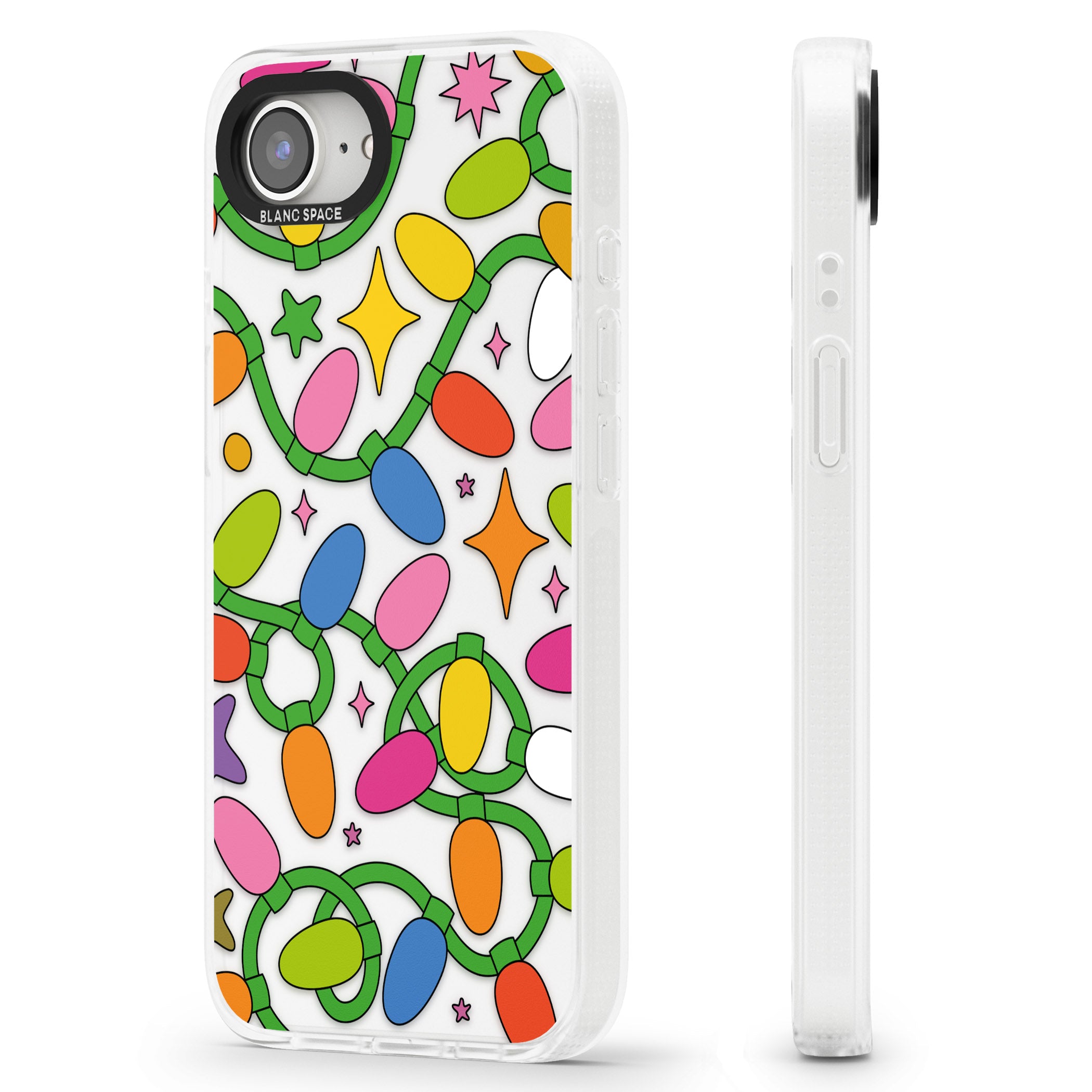 Festive Lights Pattern iPhone 16e Clear Case Impact Air - Blanc Space
