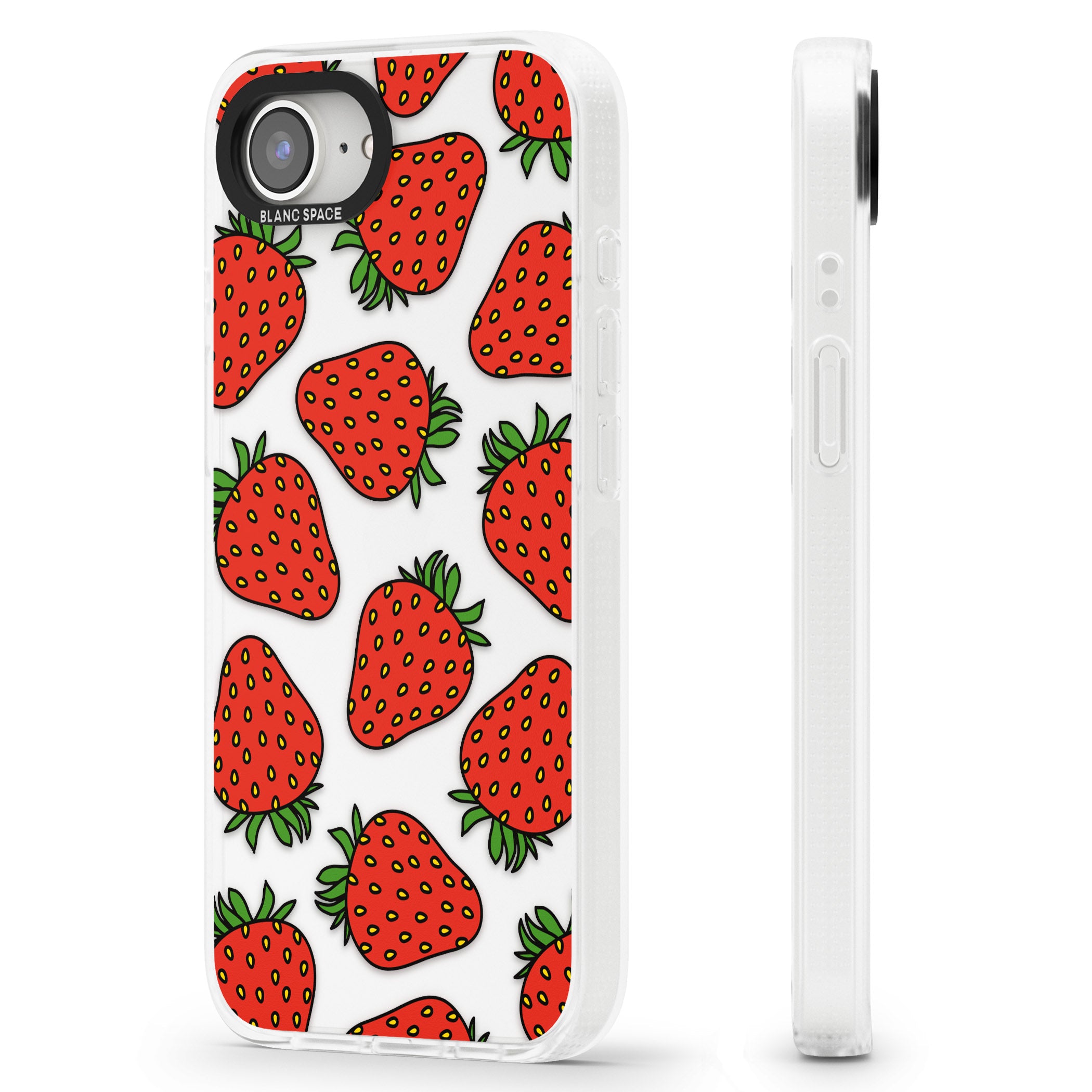 Strawberry Pattern iPhone 16e Clear Case Impact Air - Blanc Space