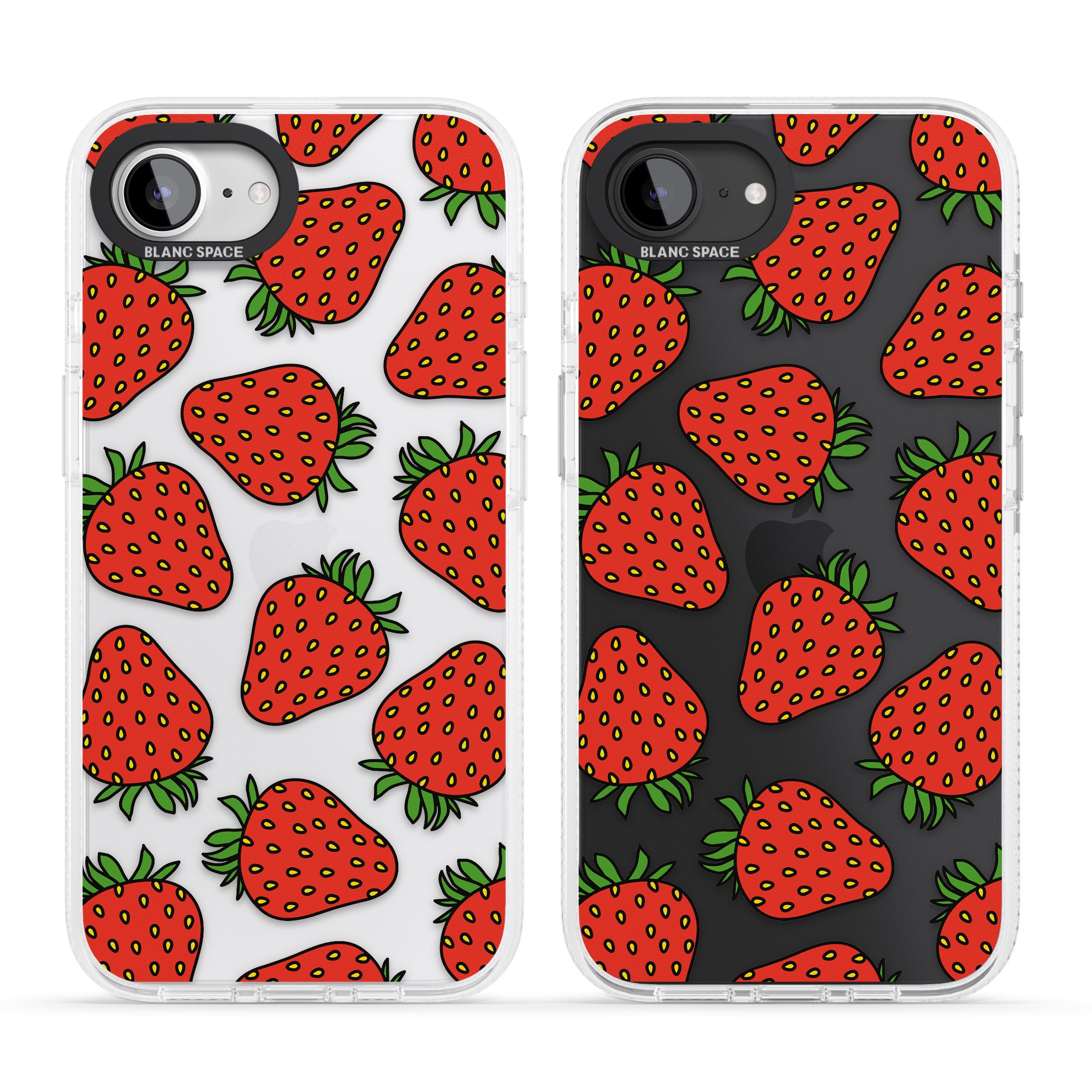 Strawberry Pattern iPhone 16e Clear Case Impact Air - Blanc Space