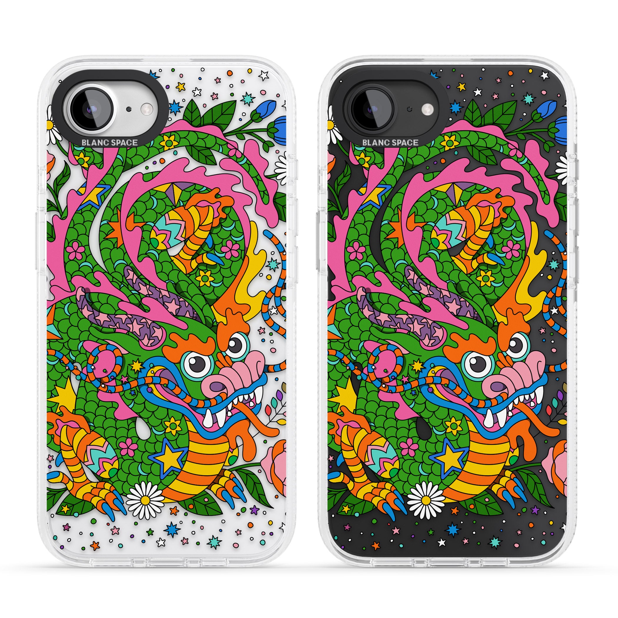 Psychedelic Jungle Dragon iPhone 16e Clear Case Impact Air - Blanc Space