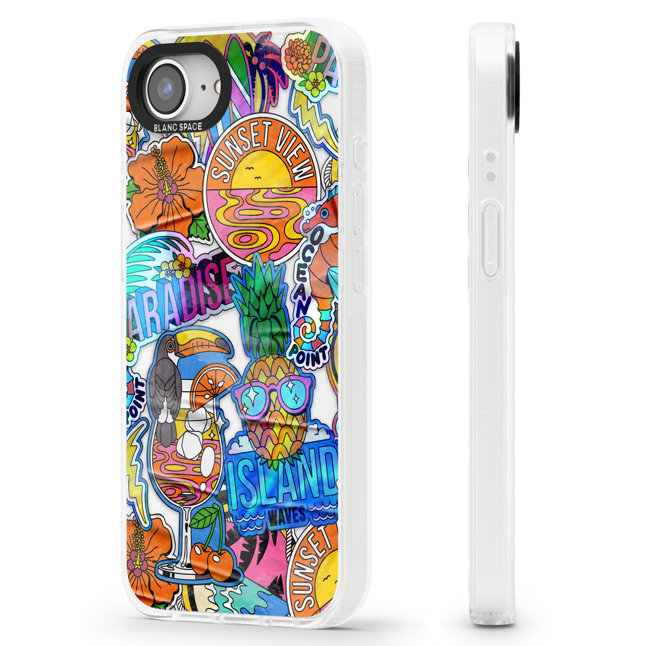Tropical Vibes Collage iPhone 16e Clear Case Impact Air - Blanc Space