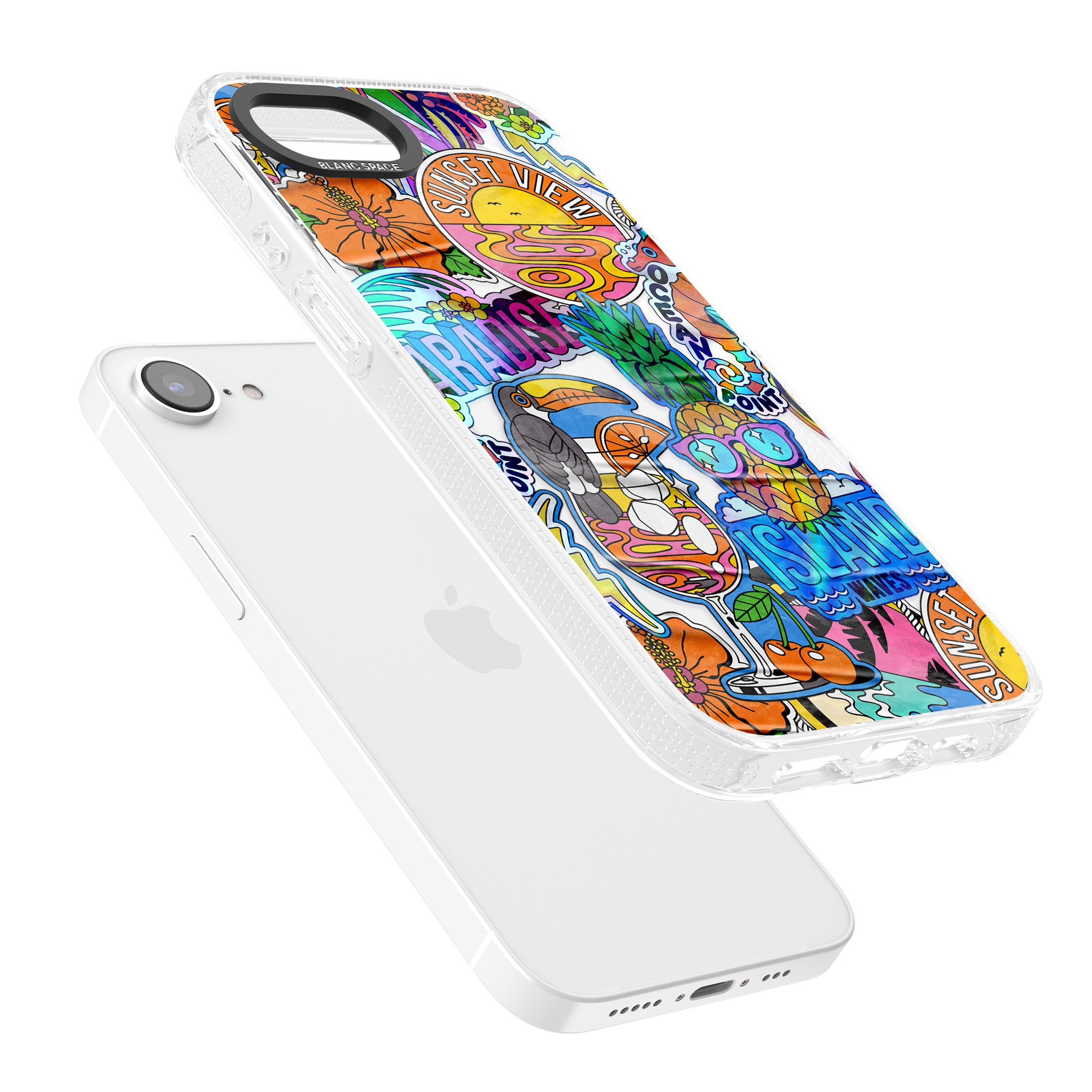 Tropical Vibes Collage iPhone 16e Clear Case Impact Air - Blanc Space