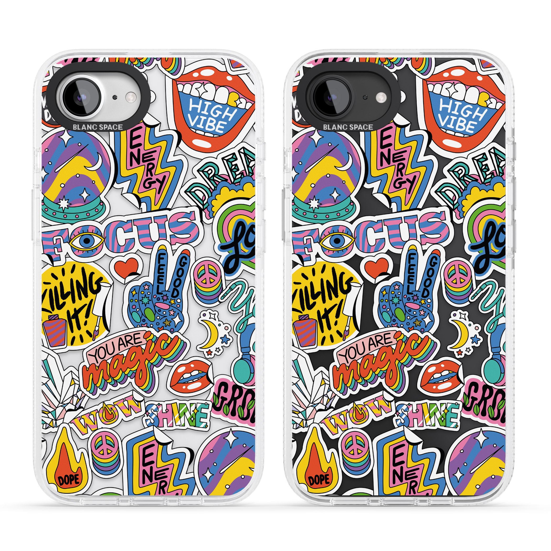 Magic Sticker Collage iPhone 16e Clear Case Impact Air - Blanc Space