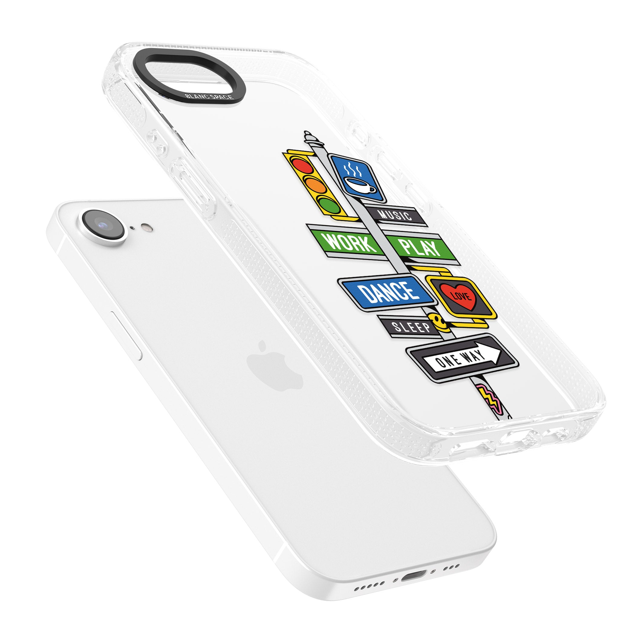 Mood Street Signs iPhone 16e Clear Case Impact Air - Blanc Space