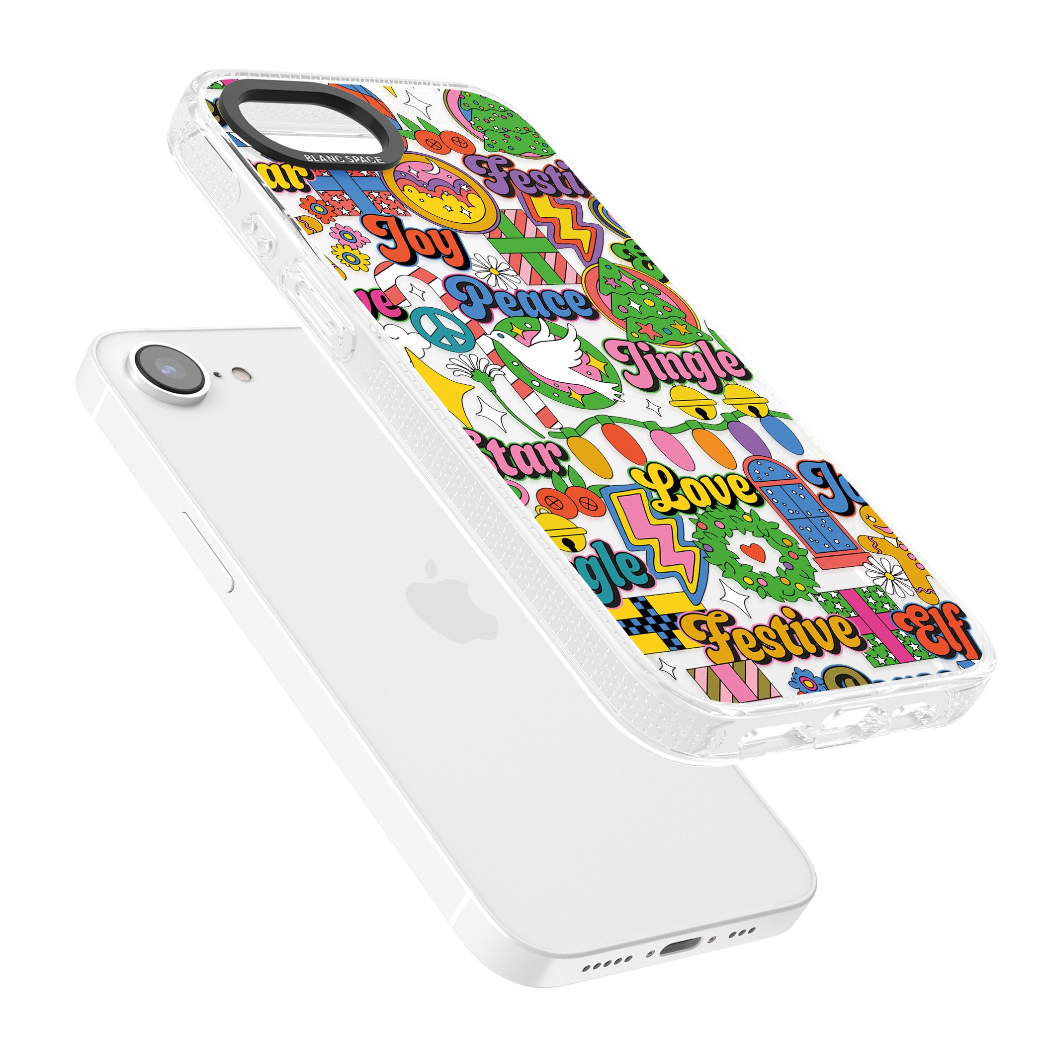 Peace & Festivities iPhone 16e Clear Case Impact Air - Blanc Space