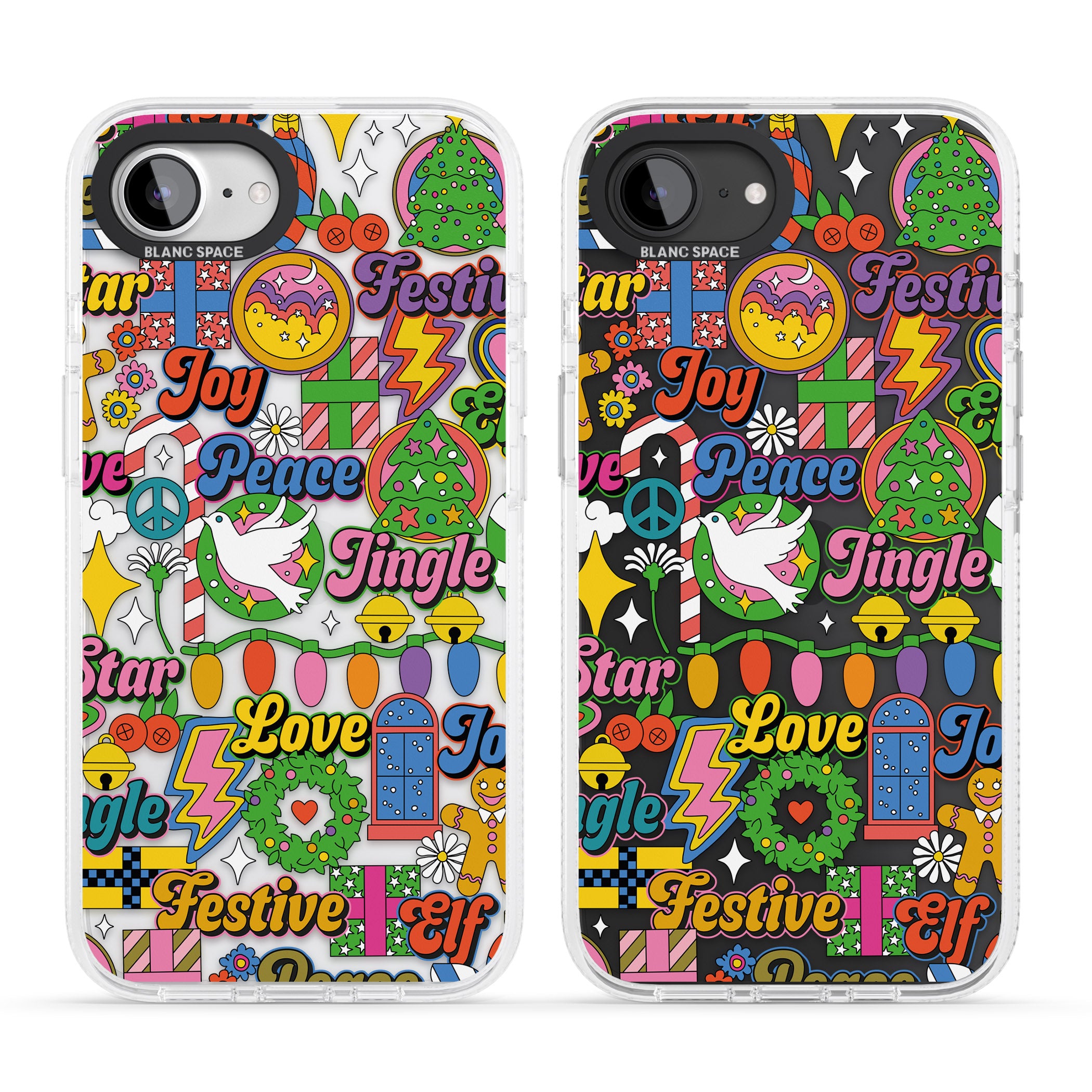 Peace & Festivities iPhone 16e Clear Case Impact Air - Blanc Space