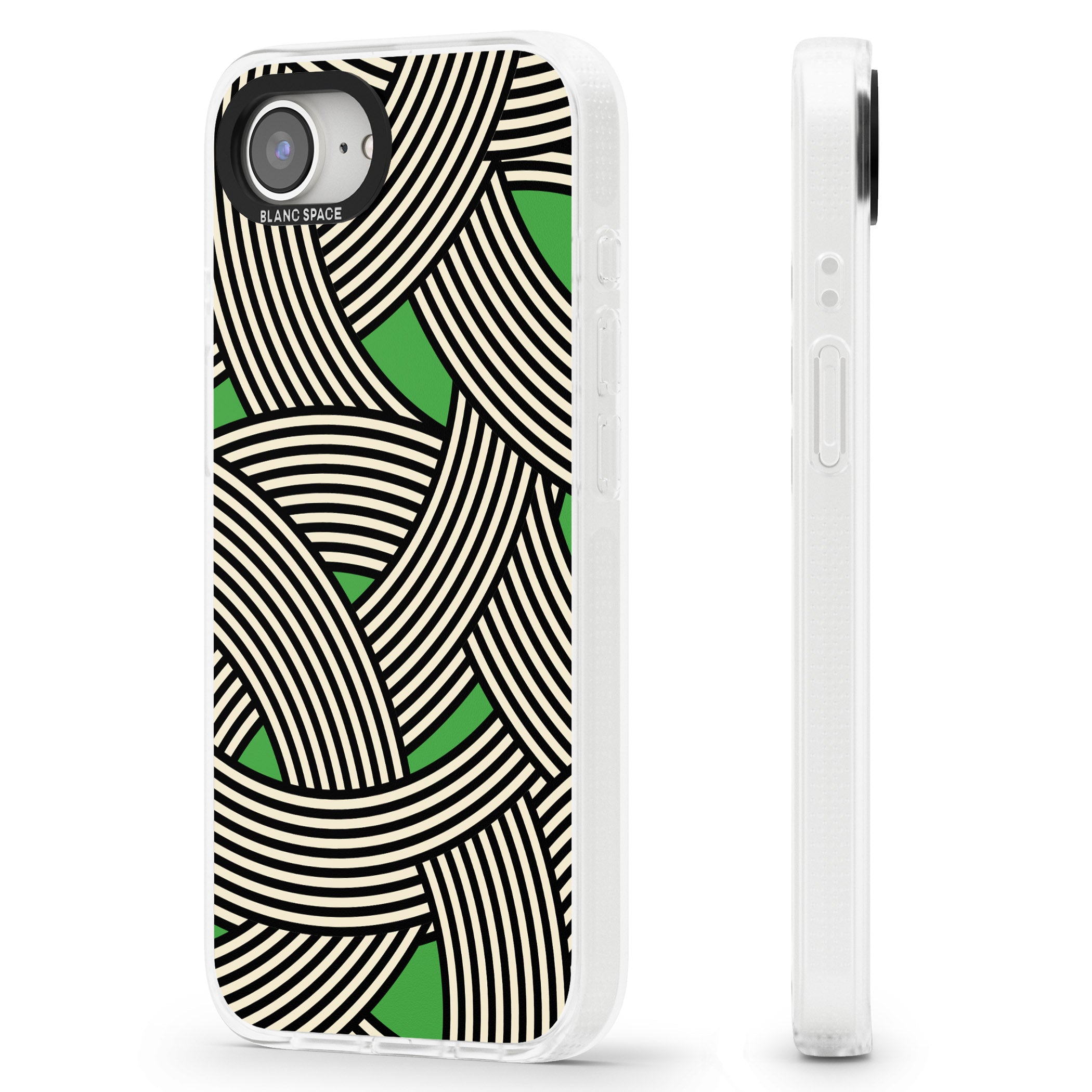 Green Optic Waves iPhone 16e Clear Case Impact Air - Blanc Space