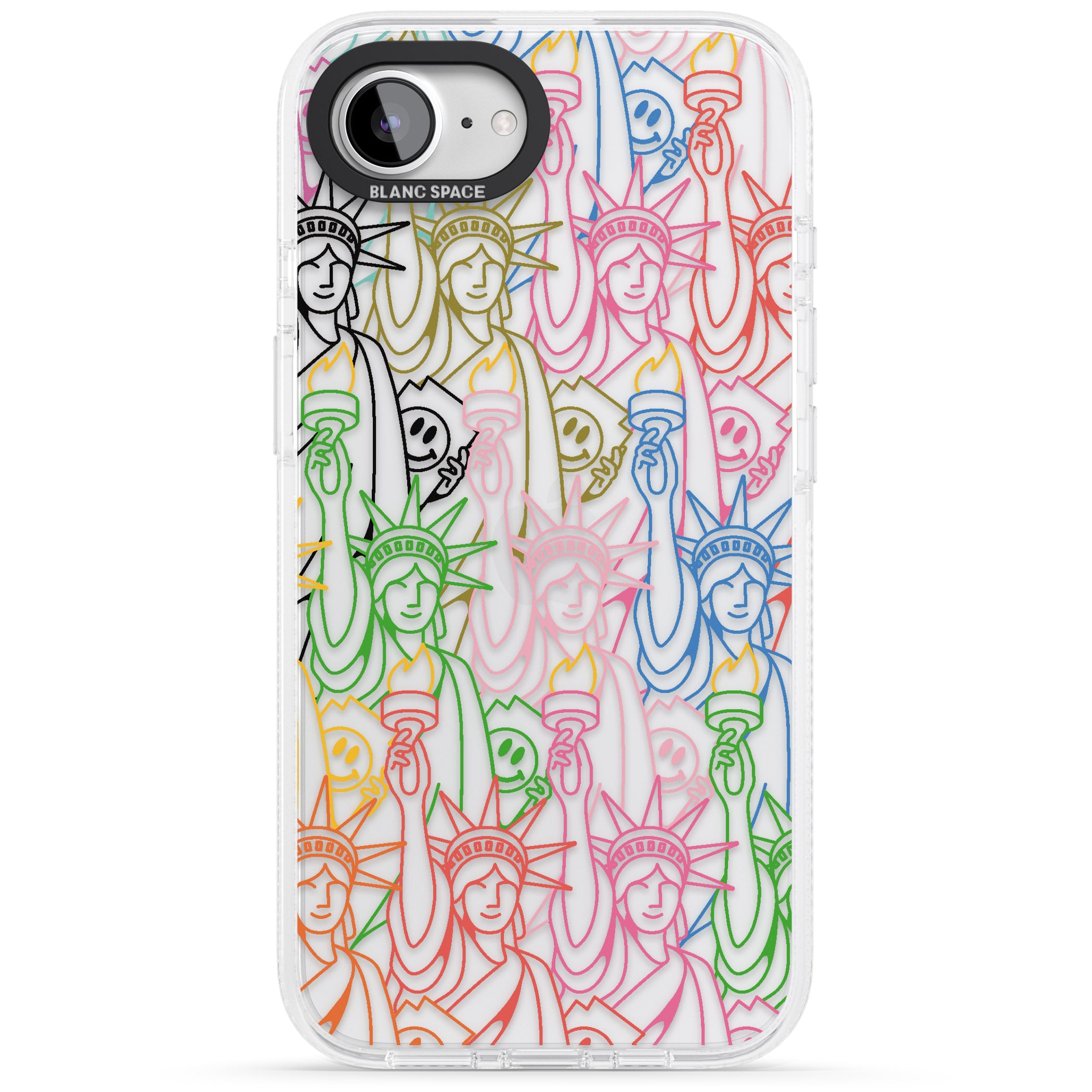 Multicolour Liberty Line Pattern iPhone 16e Clear Case Impact Air - Blanc Space