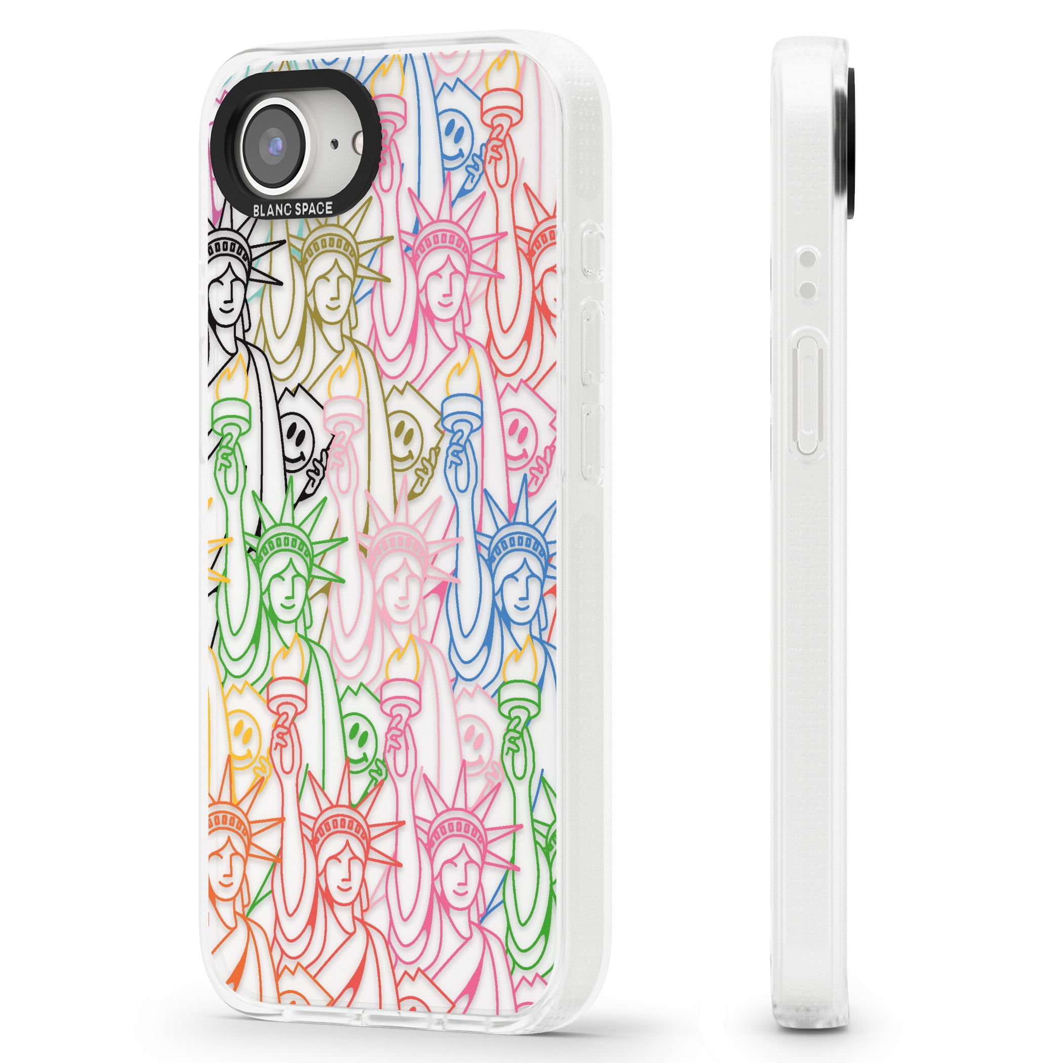 Multicolour Liberty Line Pattern iPhone 16e Clear Case Impact Air - Blanc Space