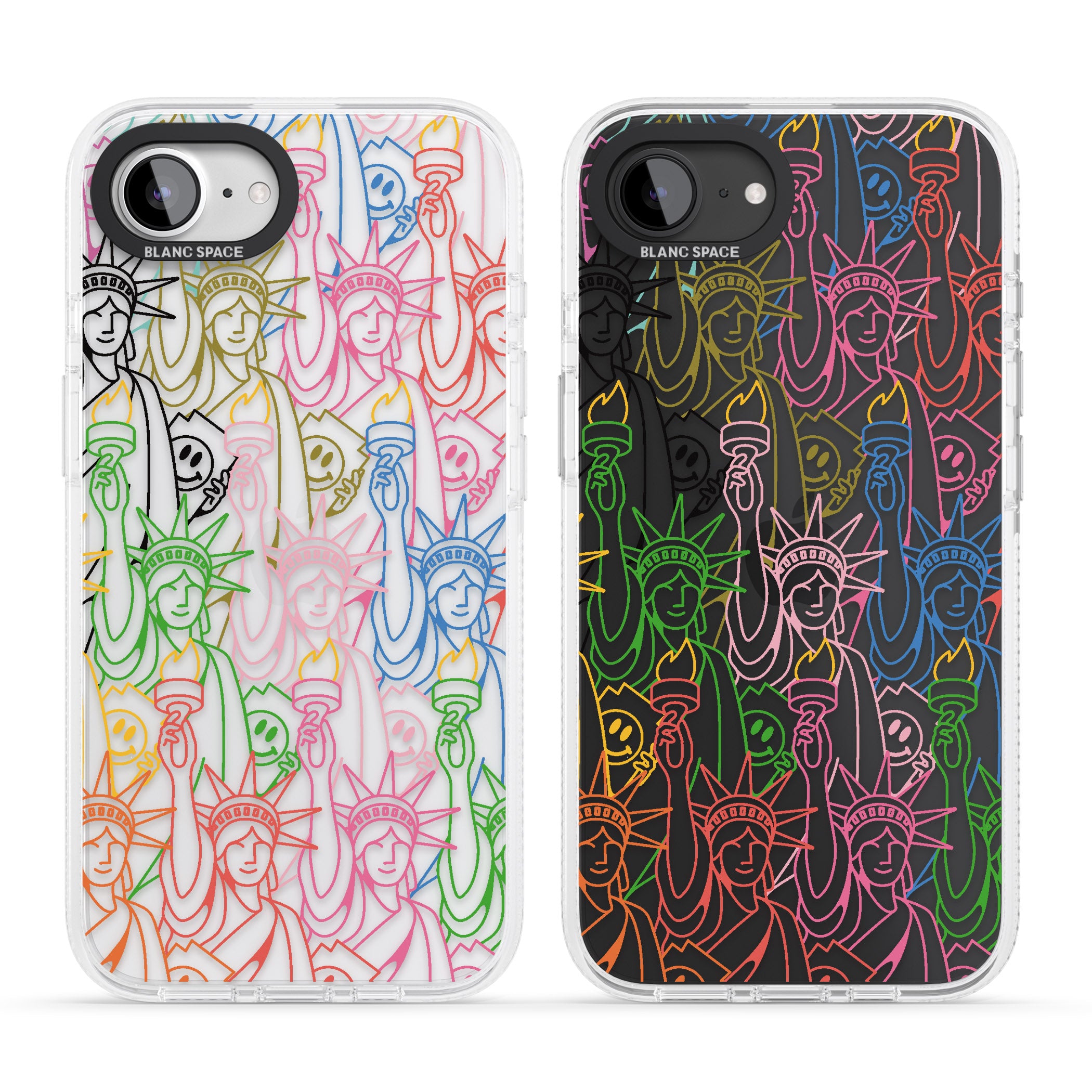 Multicolour Liberty Line Pattern iPhone 16e Clear Case Impact Air - Blanc Space
