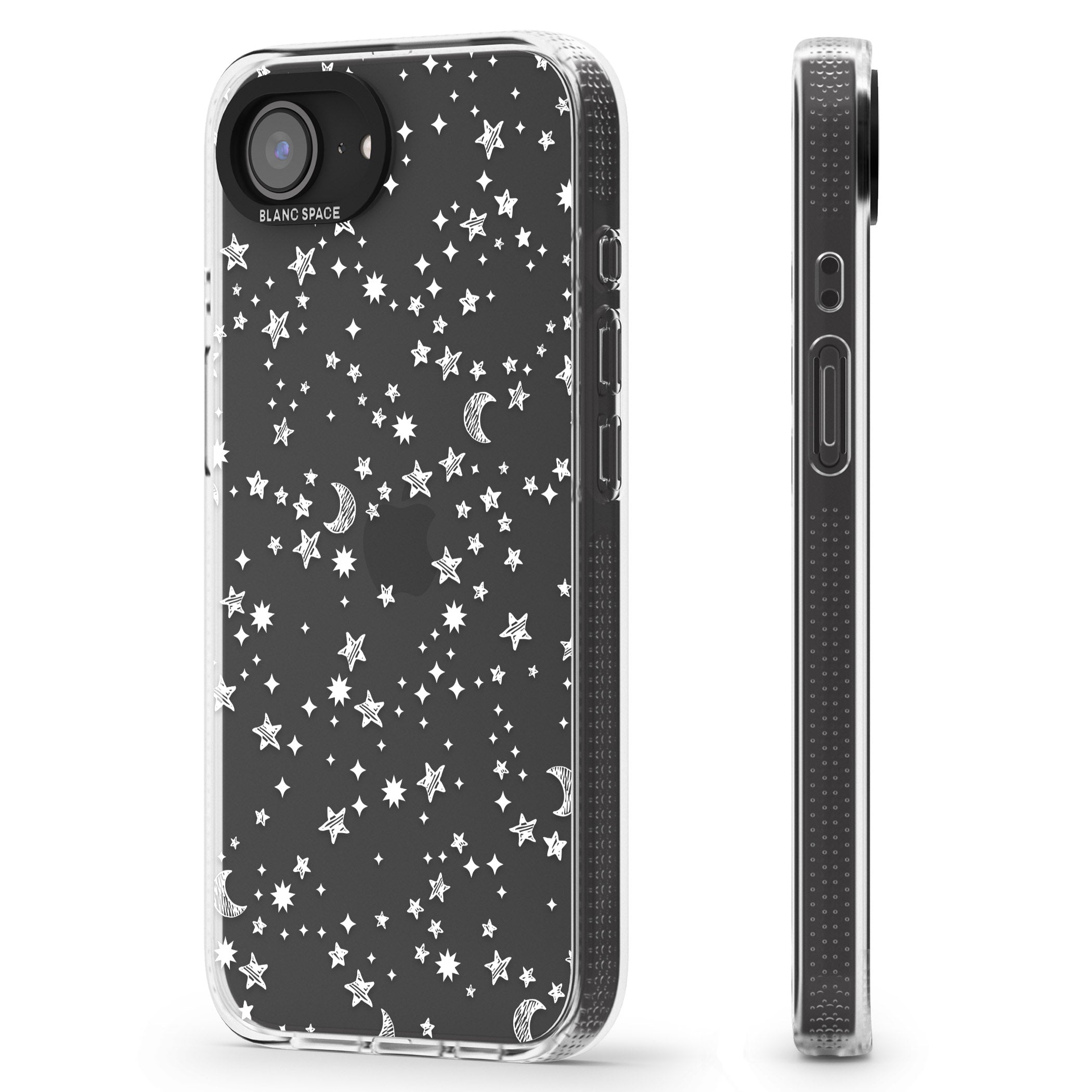 White Cosmic Galaxy Pattern iPhone 16e Clear Case Impact Air - Blanc Space