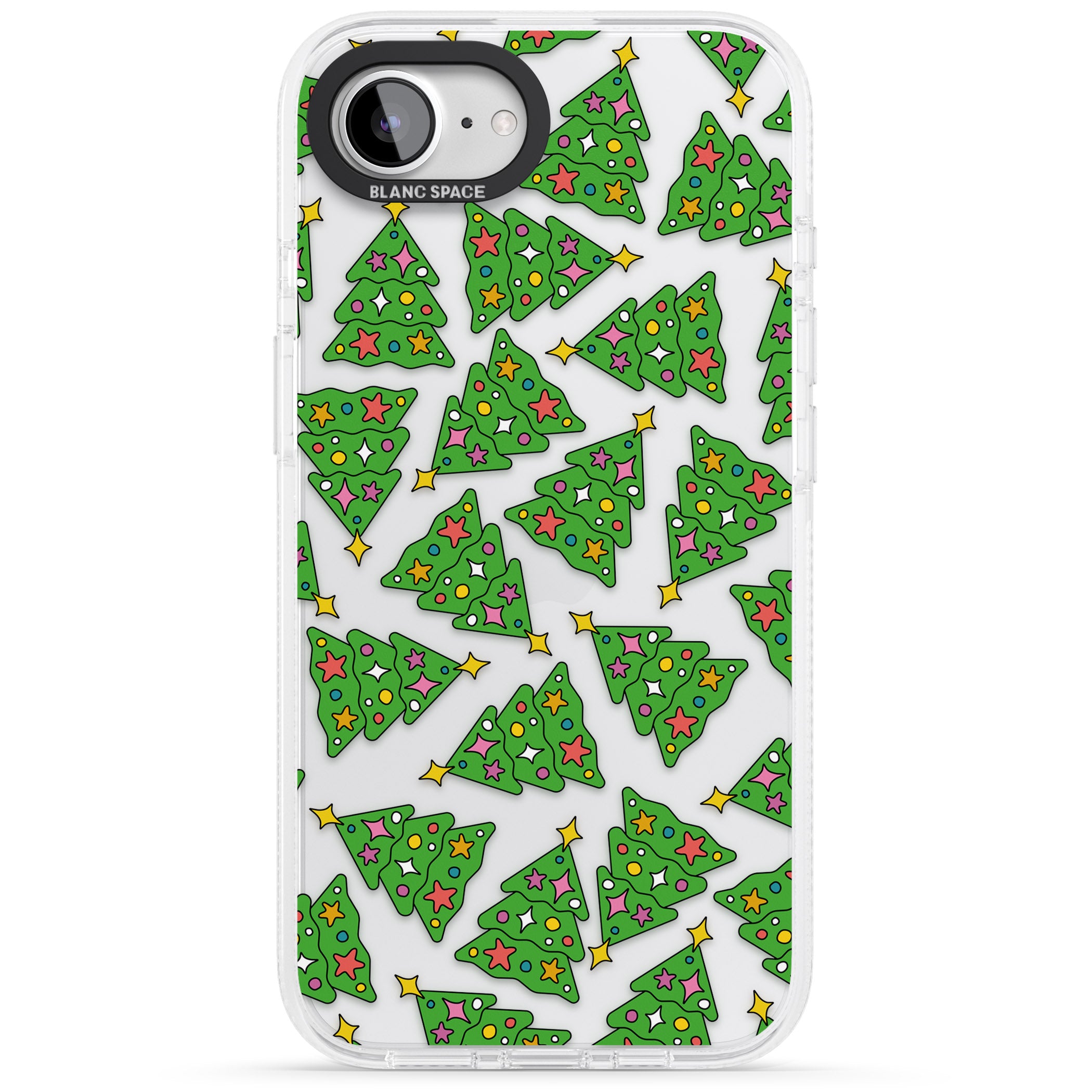 Christmas Tree Pattern iPhone 16e Clear Case Impact Air - Blanc Space