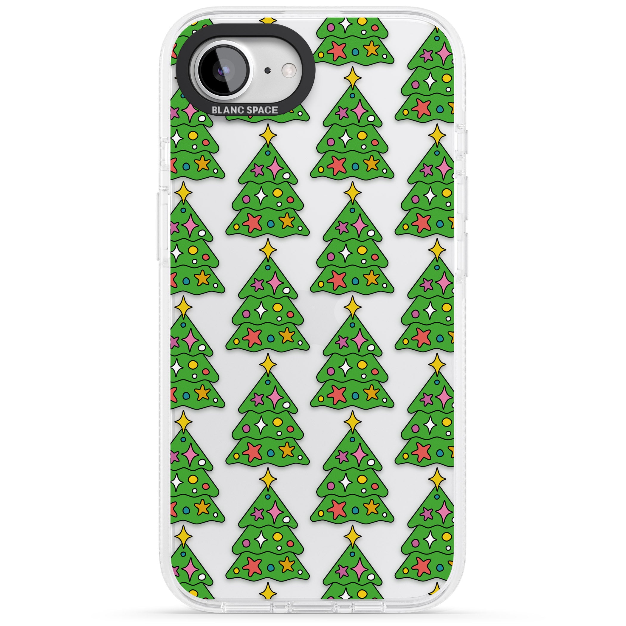 Christmas Tree Pattern (Clear) iPhone 16e Clear Case Impact Air - Blanc Space