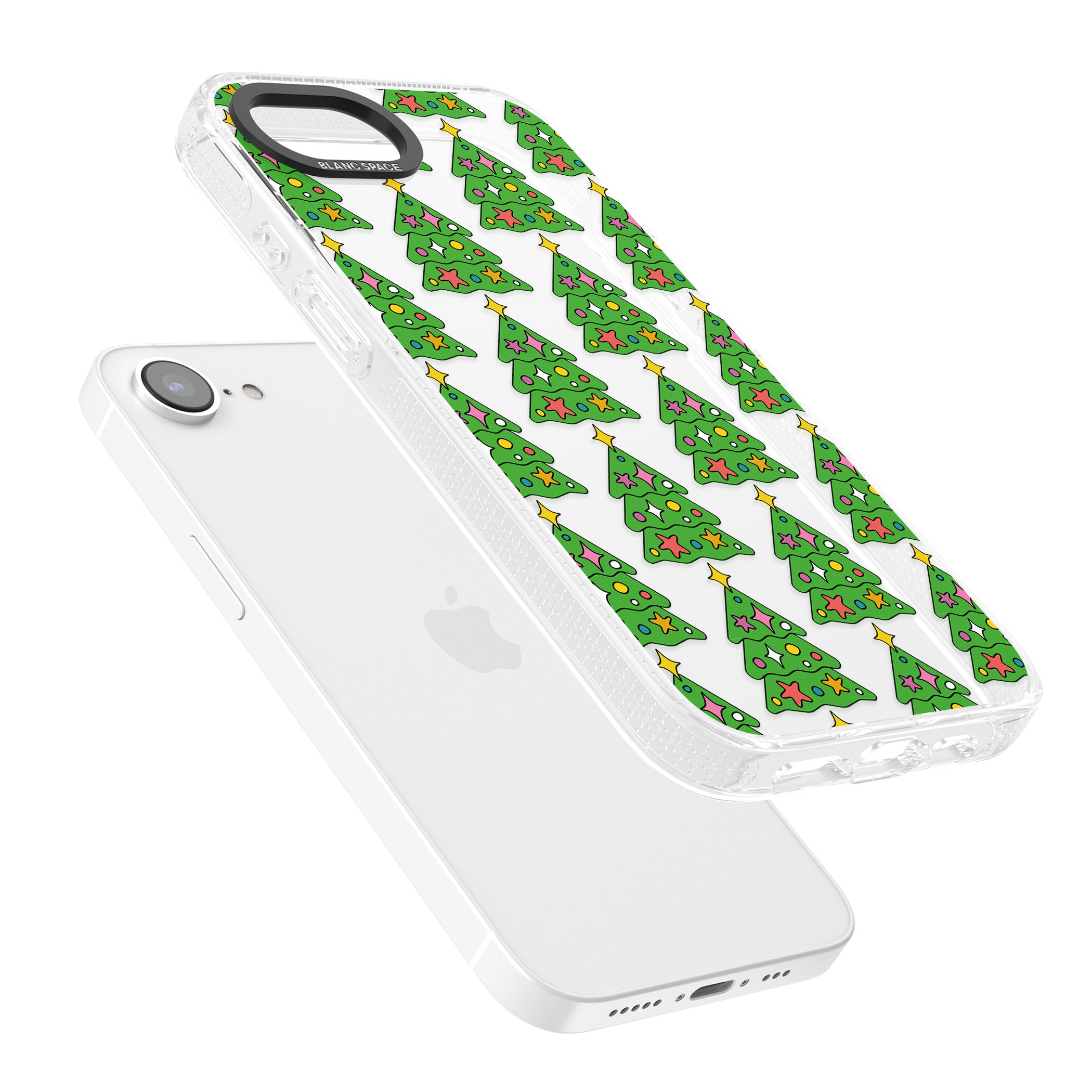 Christmas Tree Pattern (Clear) iPhone 16e Clear Case Impact Air - Blanc Space