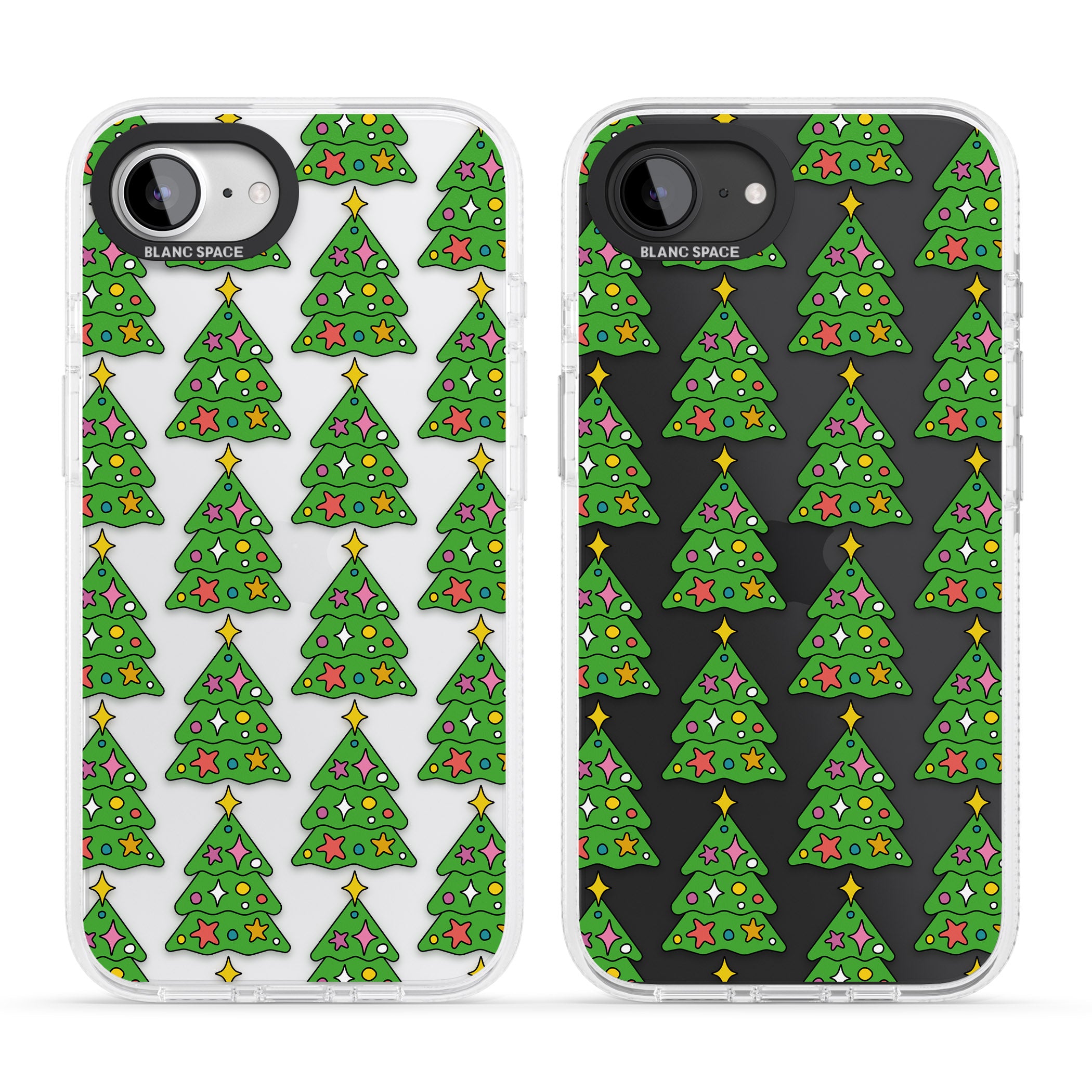 Christmas Tree Pattern (Clear) iPhone 16e Clear Case Impact Air - Blanc Space