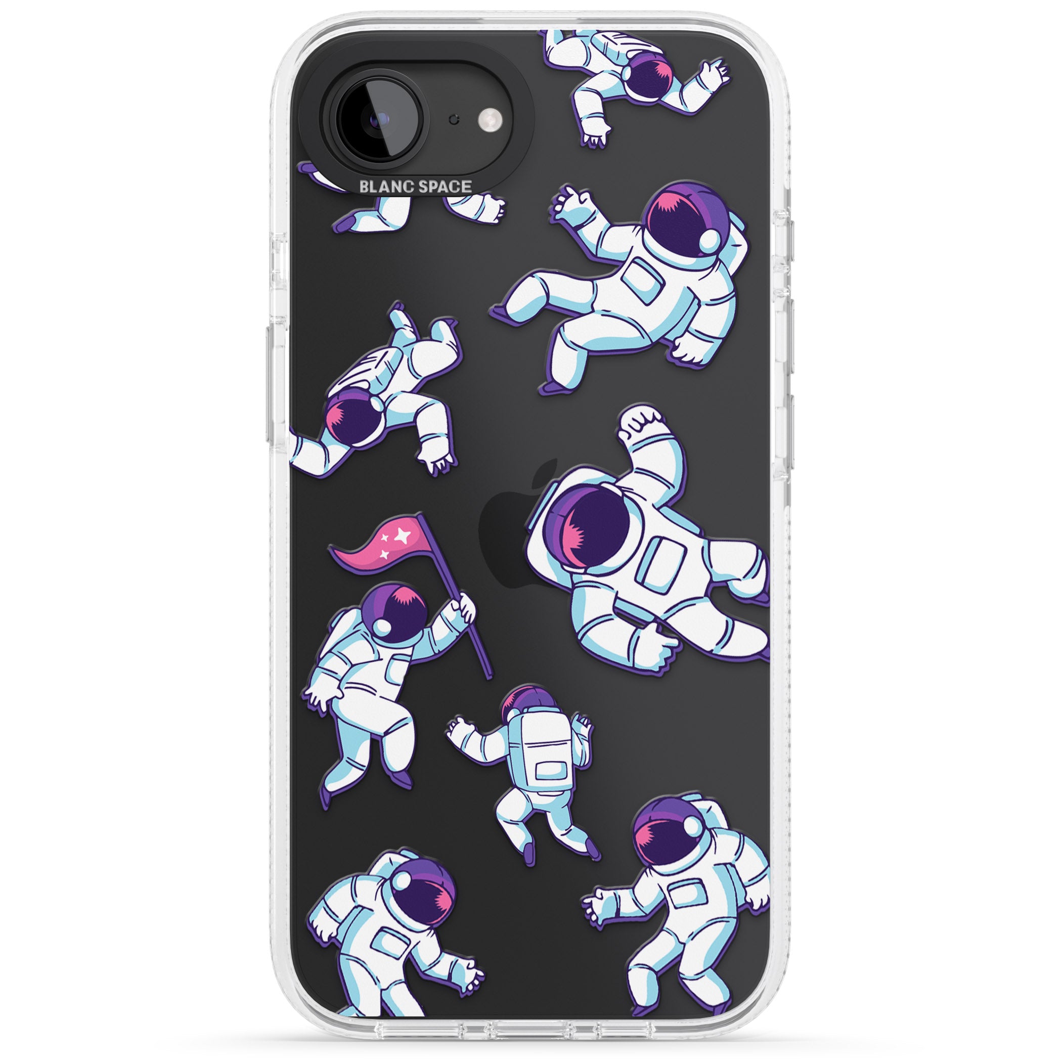 Astronaut Pattern iPhone 16e Clear Case Impact Air - Blanc Space
