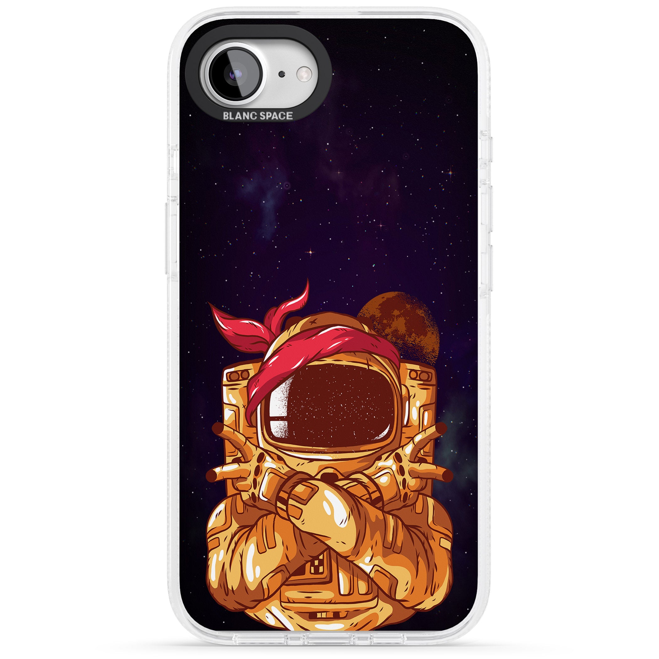 Space Gangster iPhone 16e Clear Case Impact Air - Blanc Space
