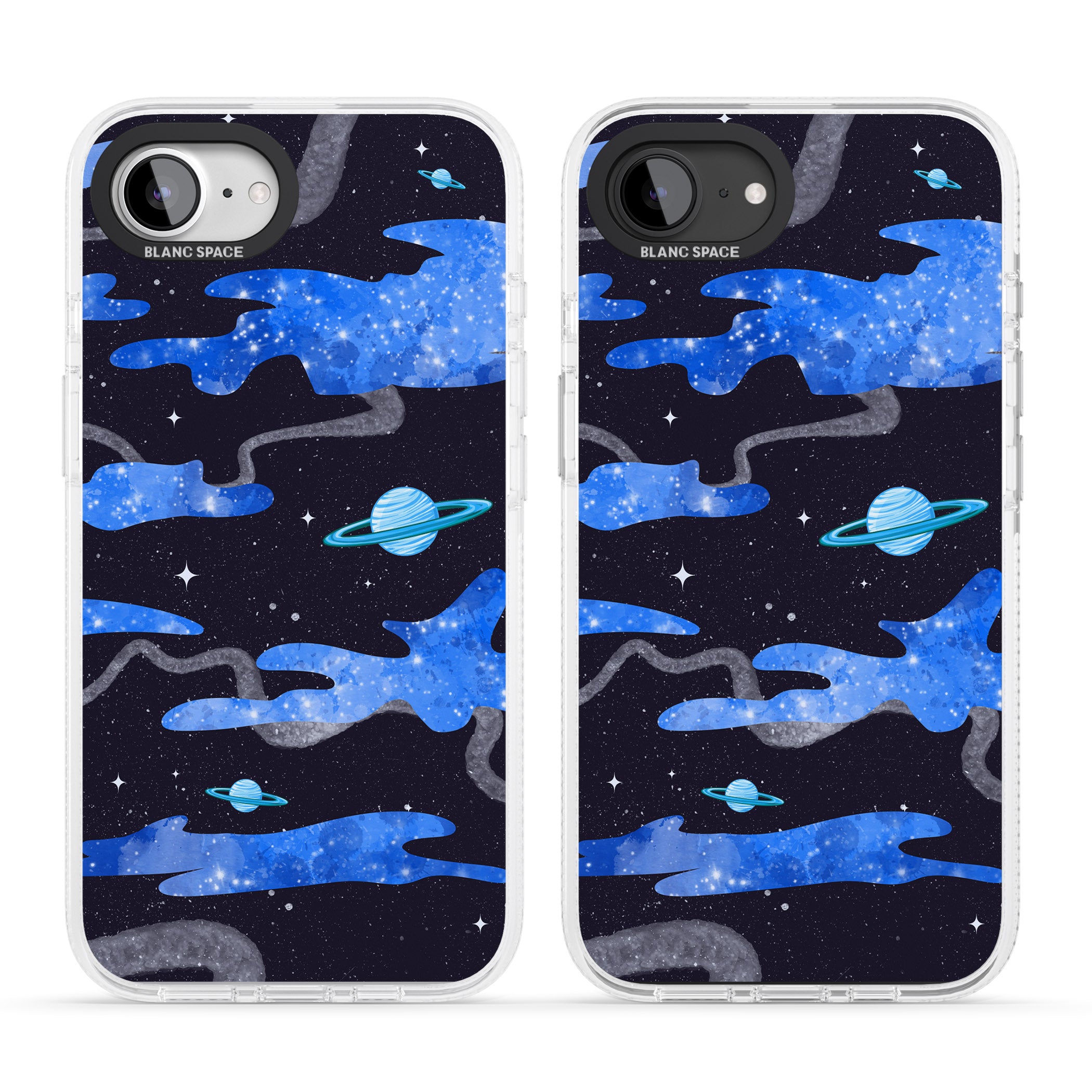 Blue Galaxy iPhone 16e Clear Case Impact Air - Blanc Space