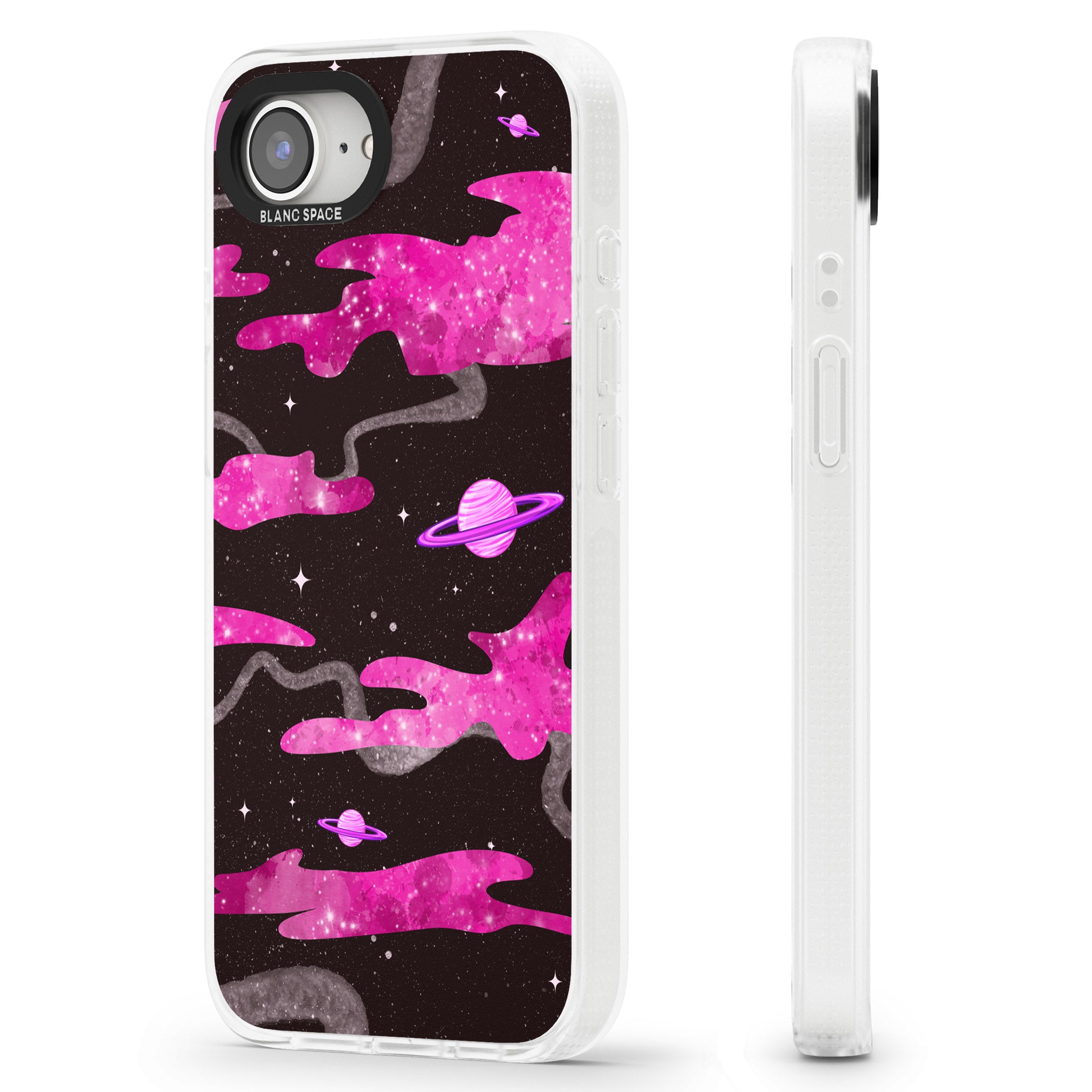 Pink Galaxy iPhone 16e Clear Case Impact Air - Blanc Space