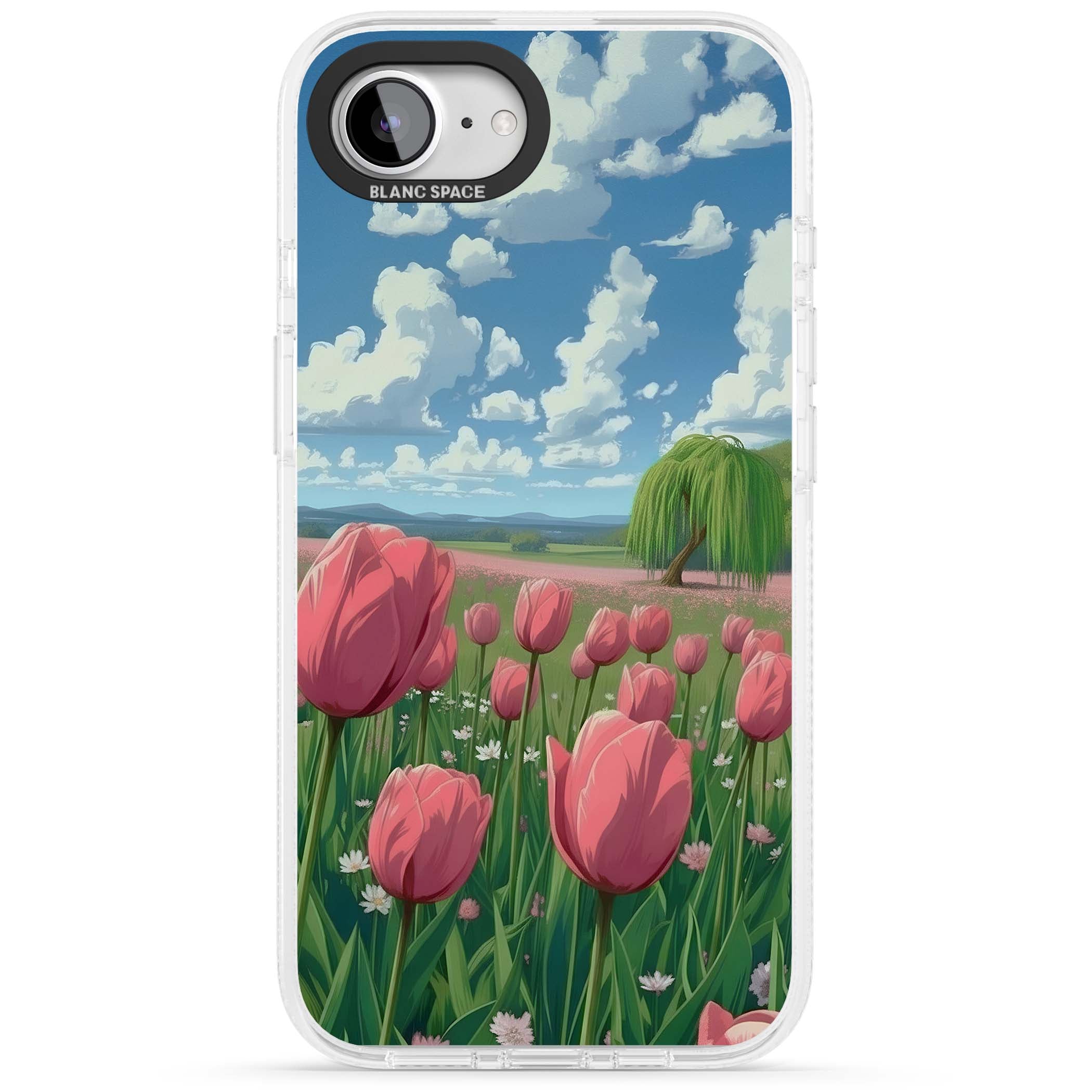 Willow By The Pink Tulips floral iPhone case | Clear Case Impact Air case for iPhone 16e, iPhone 17e