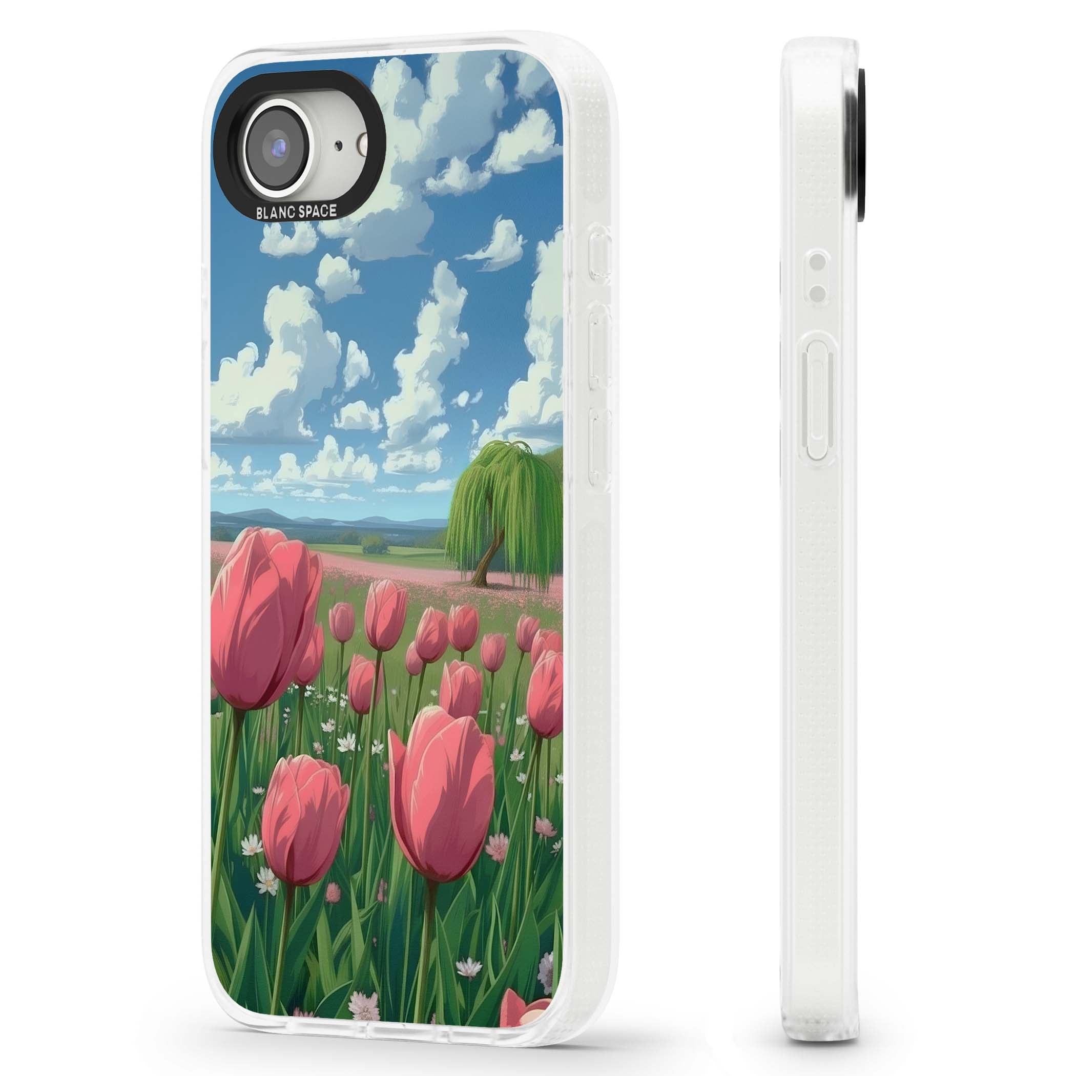 Willow By The Pink Tulips floral iPhone case | Clear Case Impact Air case for iPhone 16e, iPhone 17e