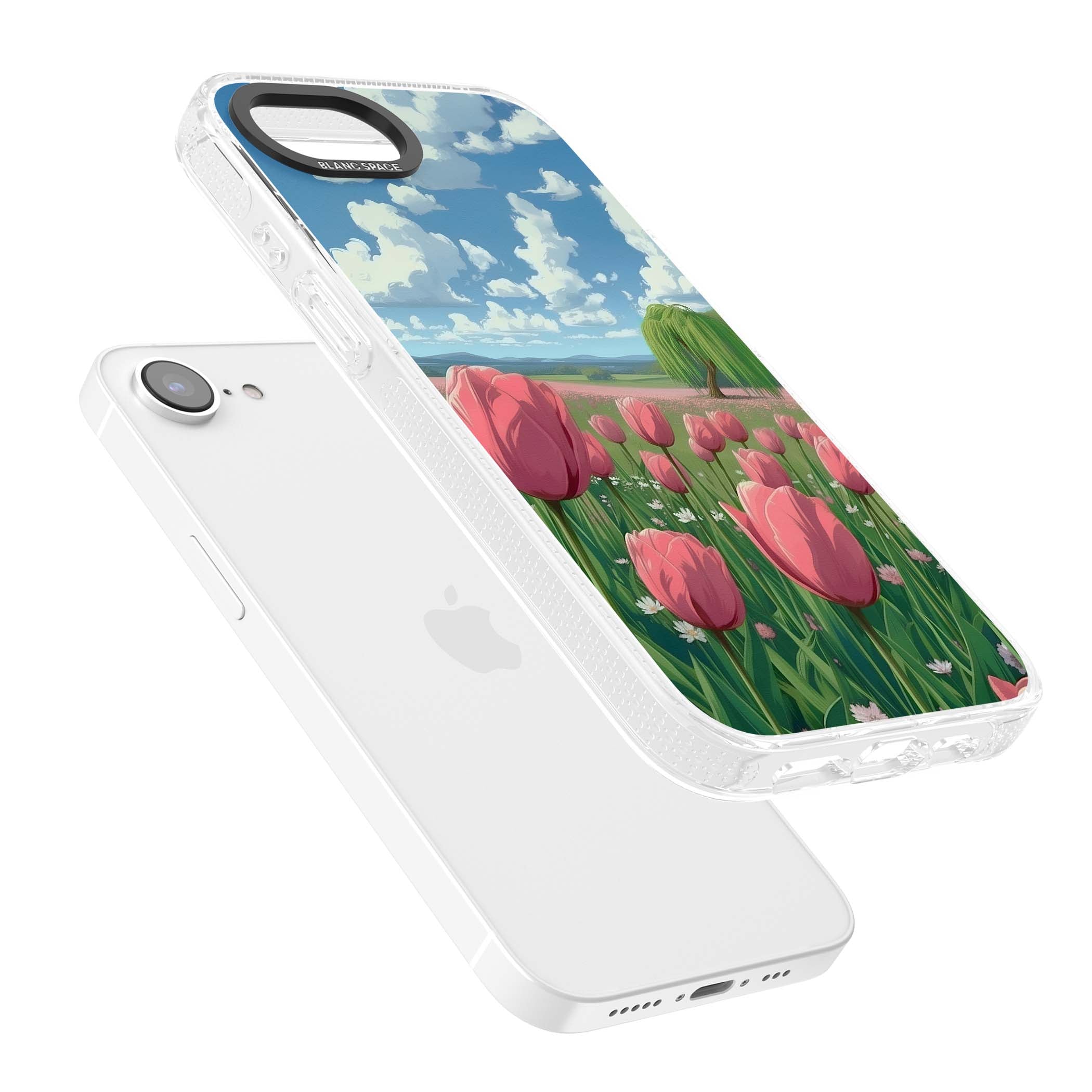Willow By The Pink Tulips floral iPhone case | Clear Case Impact Air case for iPhone 16e, iPhone 17e