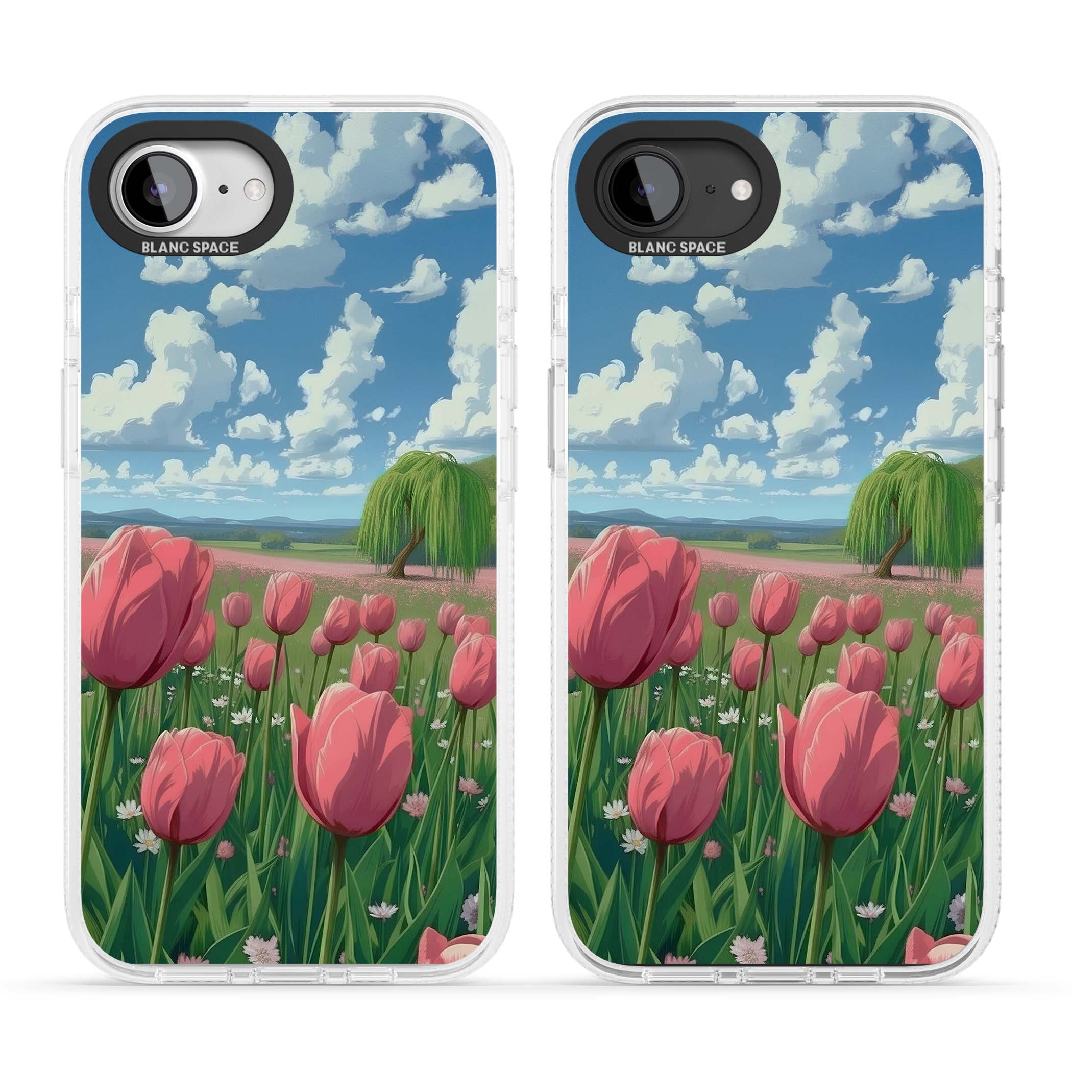 Willow By The Pink Tulips floral iPhone case | Clear Case Impact Air case for iPhone 16e, iPhone 17e