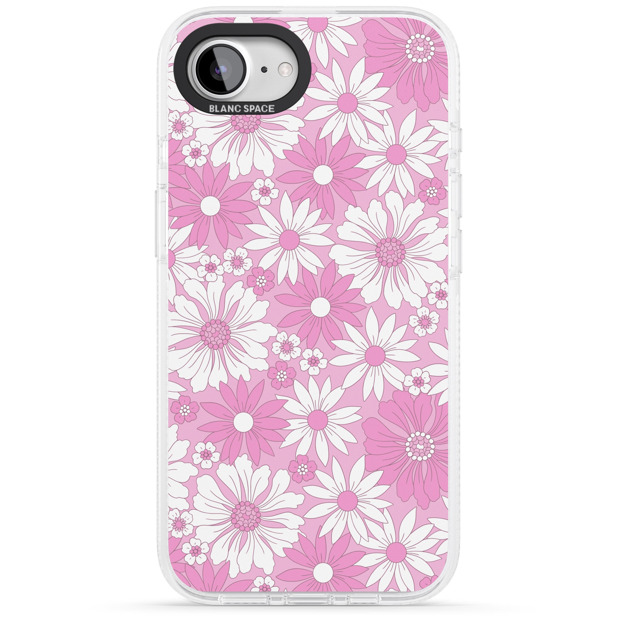 Pink & White Flowers iPhone 16e Clear Case Impact Air - Blanc Space