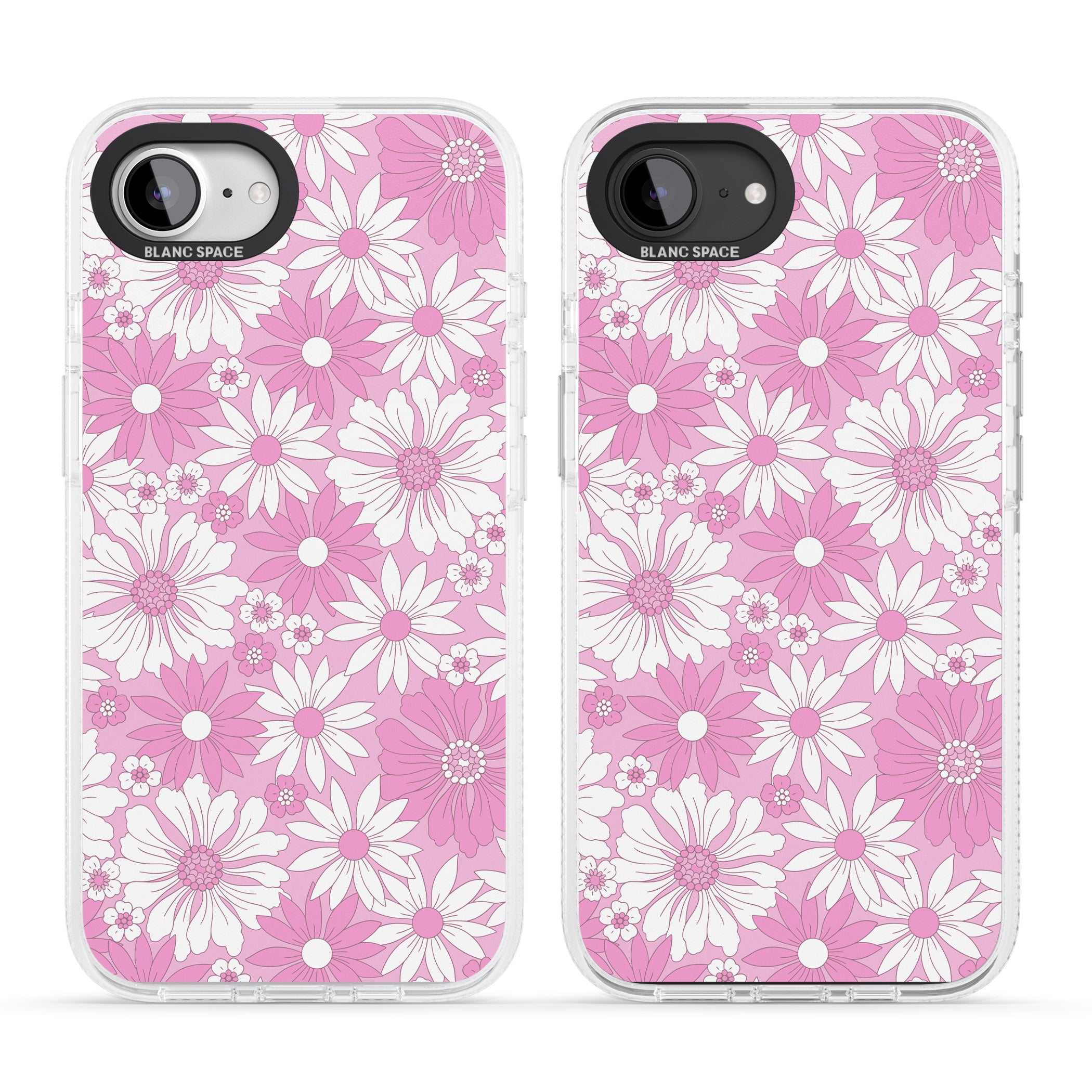 Pink & White Flowers iPhone 16e Clear Case Impact Air - Blanc Space