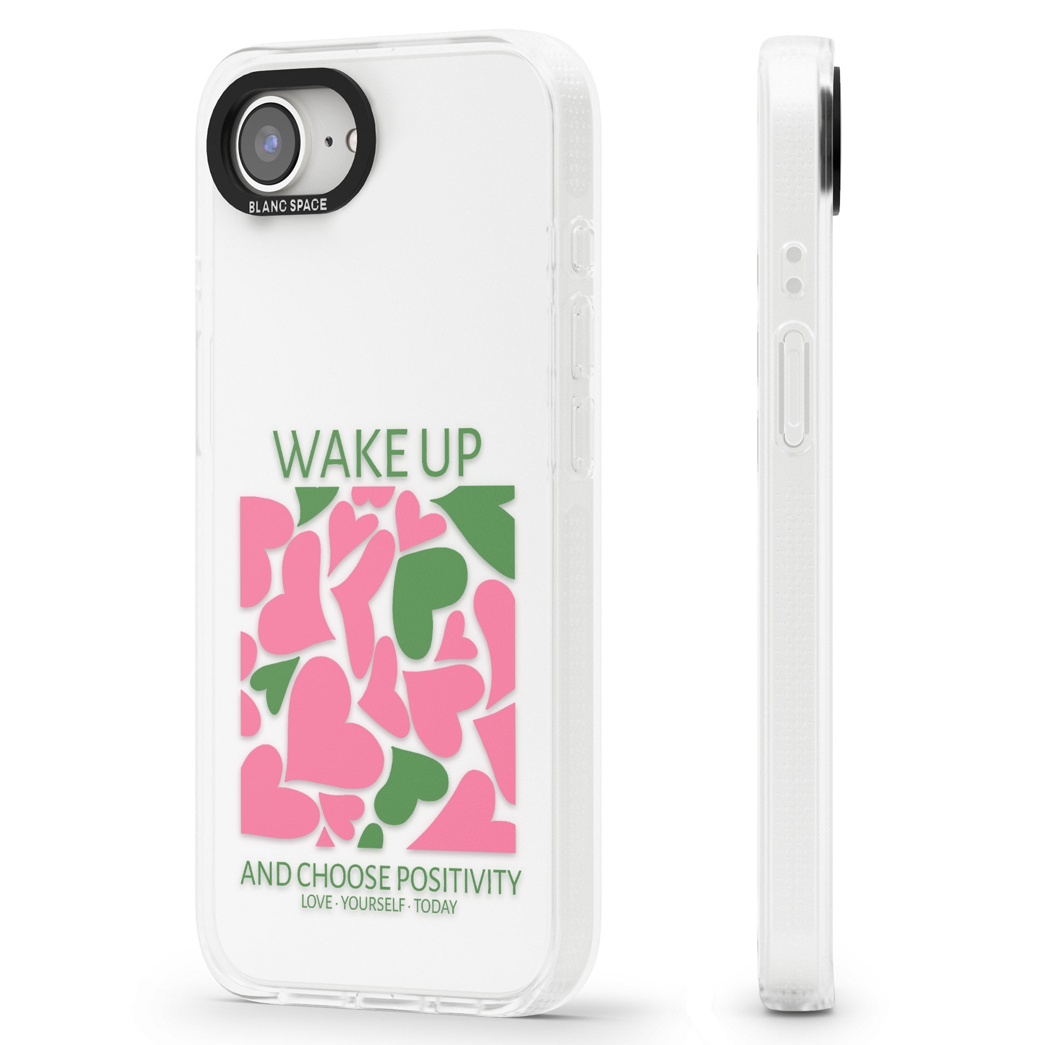 Wake Up And Choose Positivity iPhone 16e Clear Case Impact Air - Blanc Space