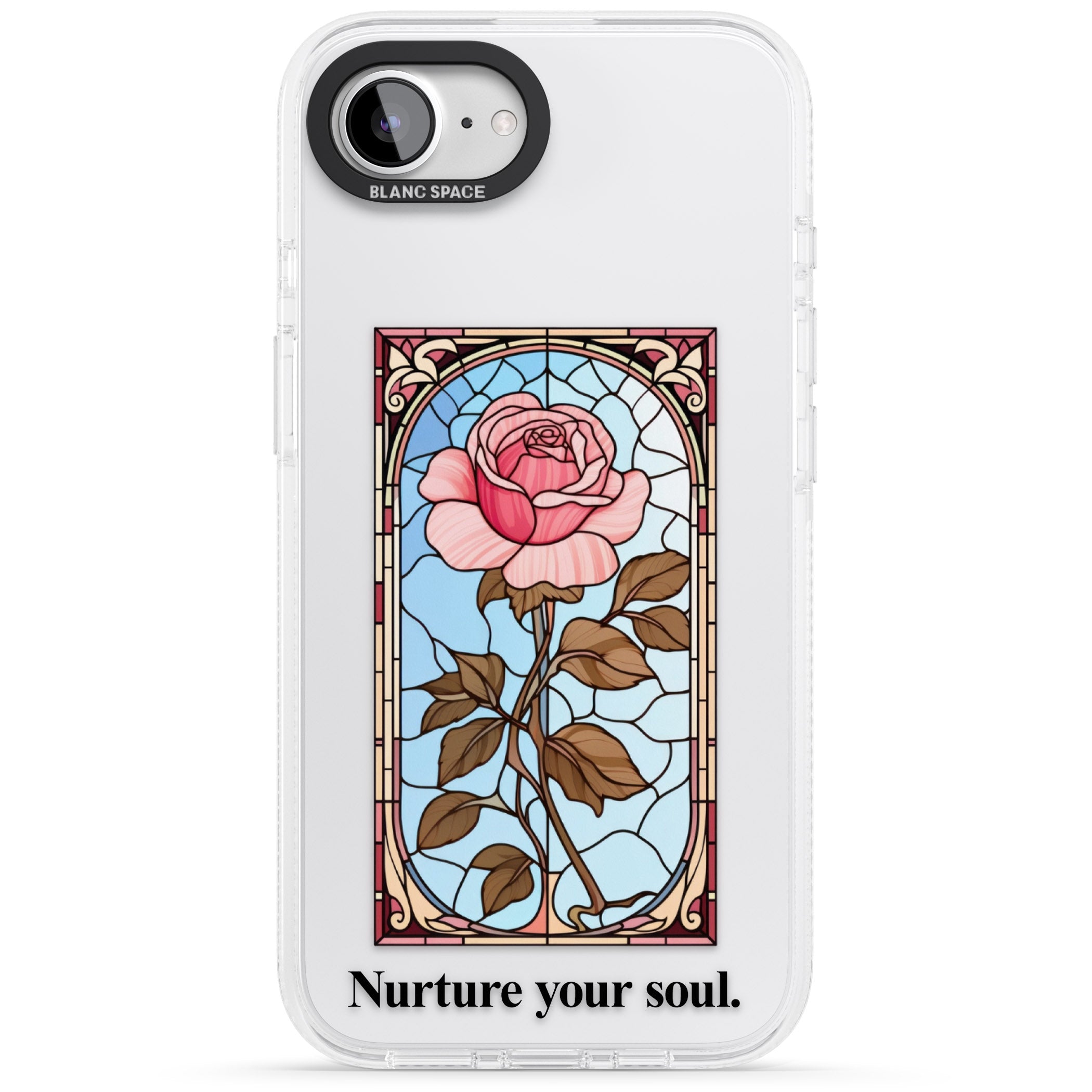 Nurture your soul iPhone 16e Clear Case Impact Air - Blanc Space