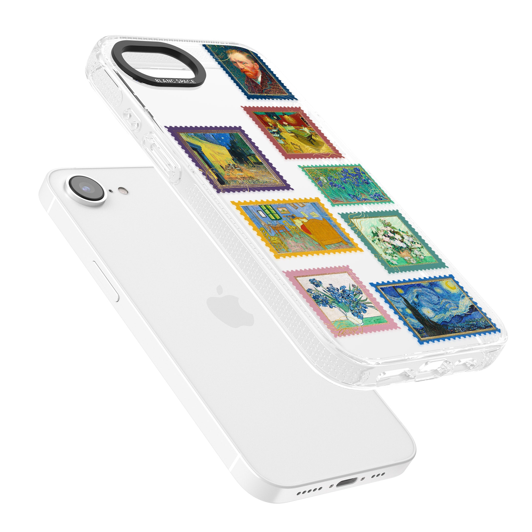 Colourful Vintage Art Stamps iPhone 16e Clear Case Impact Air - Blanc Space