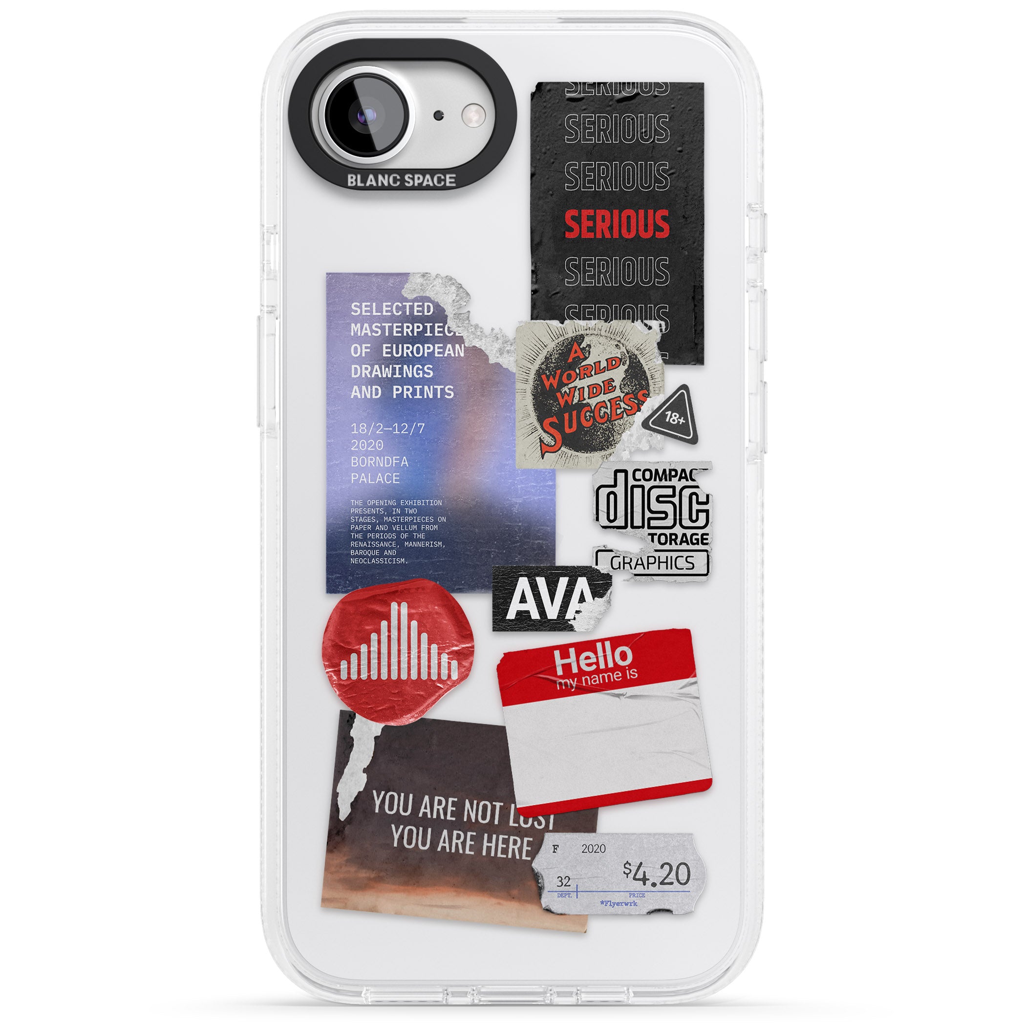 Red & Black Sticker Mix iPhone 16e Clear Case Impact Air - Blanc Space