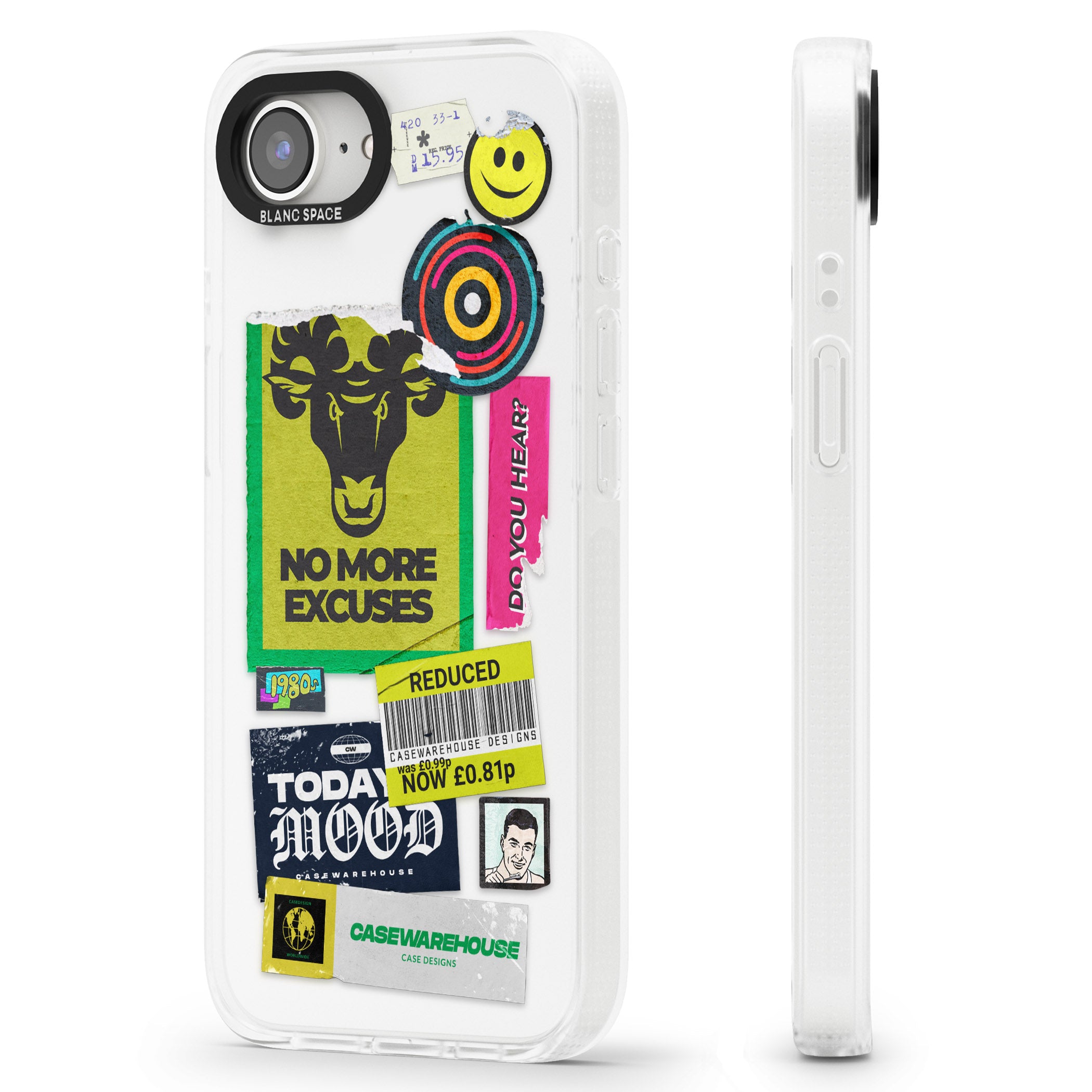 No More Excuses Sticker Mix iPhone 16e Clear Case Impact Air - Blanc Space