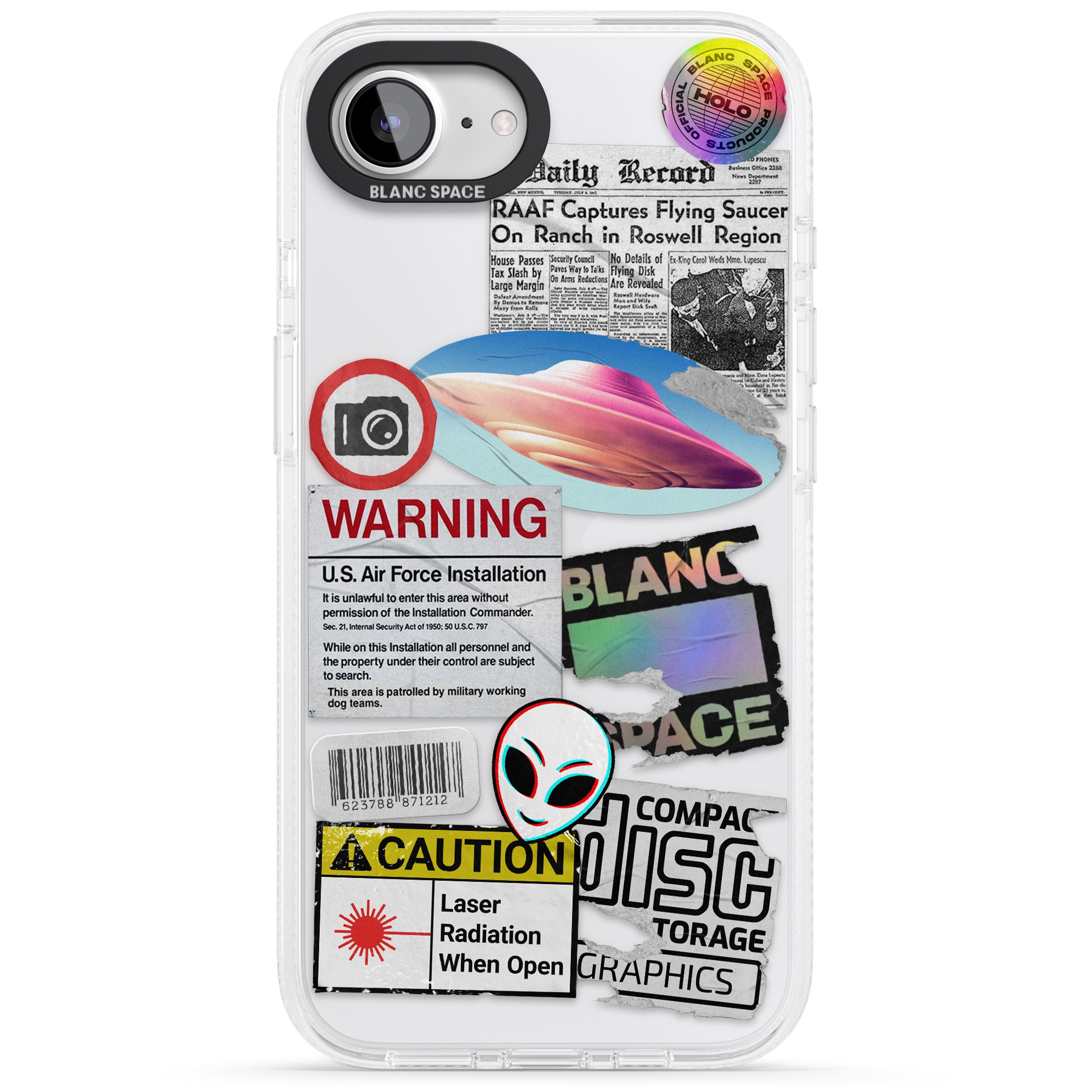 Cosmic Encounters iPhone 16e Clear Case Impact Air - Blanc Space